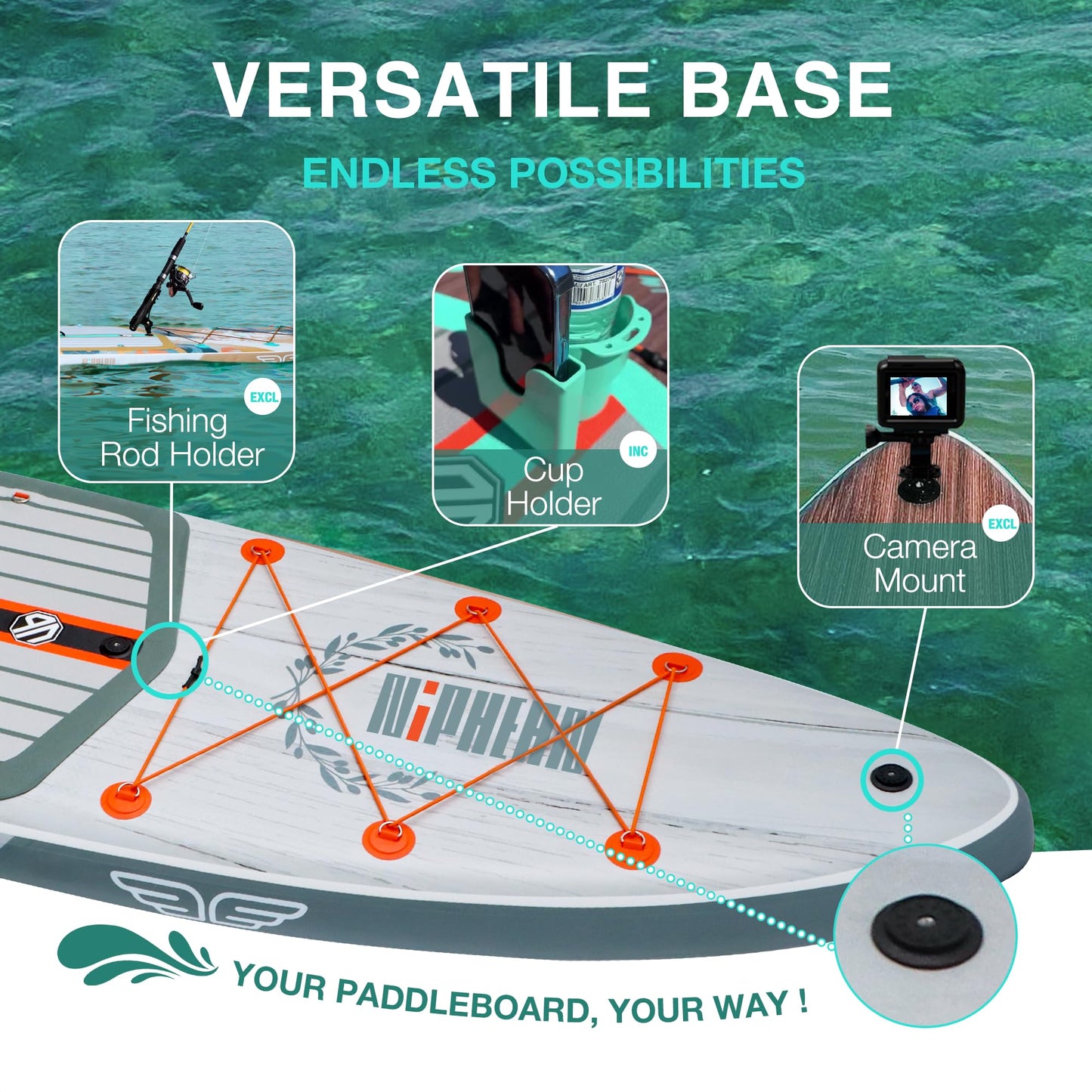 ELB Explore - Niphean Stand up Paddle Board mit Ausgewogenem Flügeldesign und robustem SUP Zubehör, 335cm Stabil Inflatable Paddle Boards for Adults, Sup Board, Stand up Paddling Board mit Sitz, Paddleboard