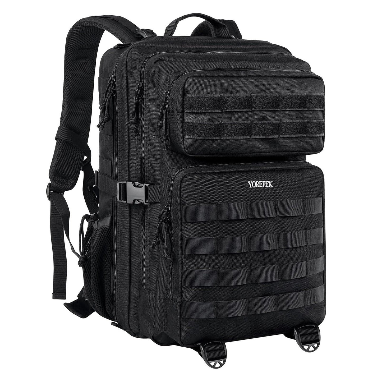 1.ELB Adventure YOREPEK Großer Militär Rucksack Herren, 40L Outdoor Armee Wasserdicht Taktischer Bundeswehr Rucksäcke Molle Assault Survival Tactical Travel Backpack für Camping Trekking Wandern Reise Arbeit, Schwarz