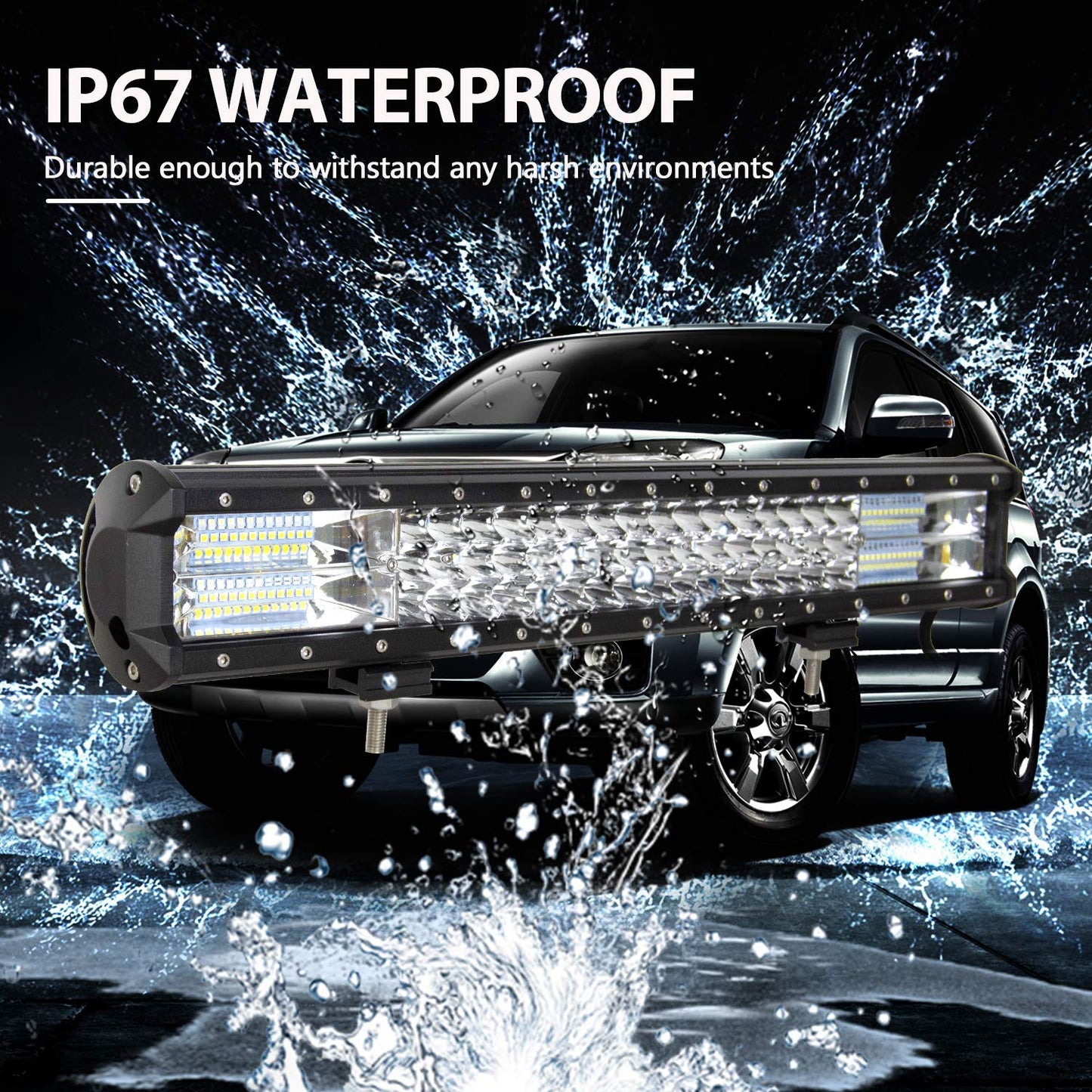 ELB AUXTINGS 22 Zoll 324W dreireihiger LED Arbeitslicht Bar Autoscheinwerfer Offroad Flutlicht Scheinwerfer 6000K imprägniern IP67 Arbeits-Licht 12V 24V