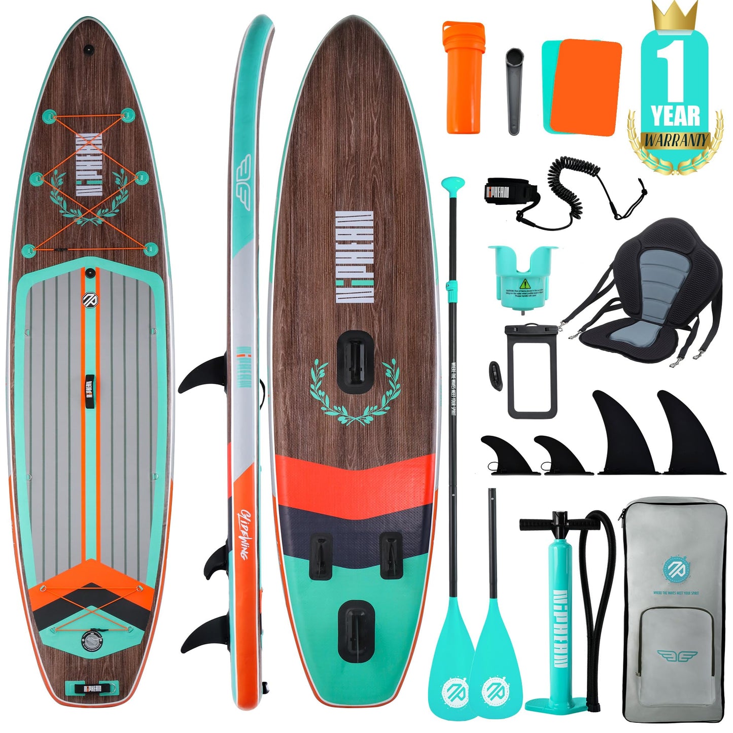 ELB Explore - Niphean Stand up Paddle Board mit Ausgewogenem Flügeldesign und robustem SUP Zubehör, 335cm Stabil Inflatable Paddle Boards for Adults, Sup Board, Stand up Paddling Board mit Sitz, Paddleboard