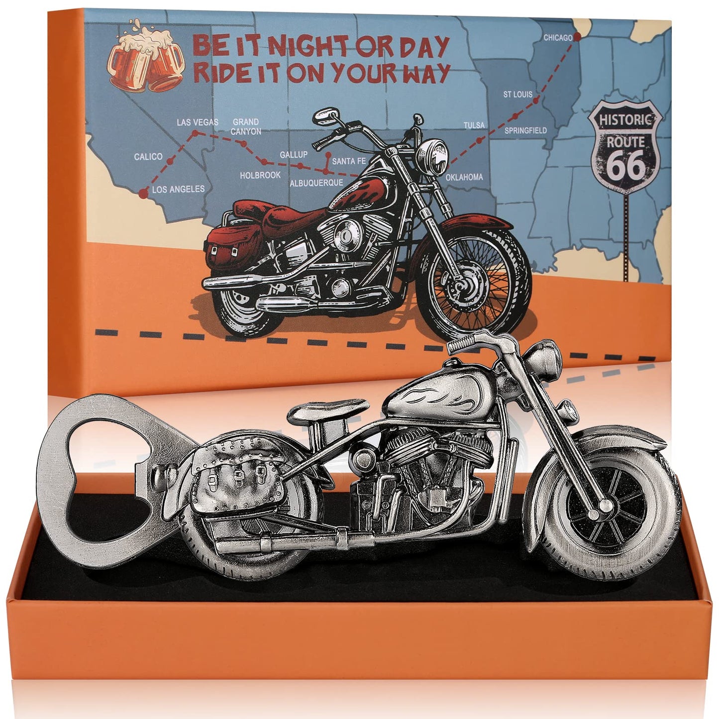 LULLEA Motorrad-Geschenke für Männer, Motorrad-Flaschenöffner, lustige Biergeschenke für Männer, Ihn, Vater, einzigartige dunkelsilberne Gadgets, Vatergeschenke, Valentinstag, Weihnachten, Geschenke