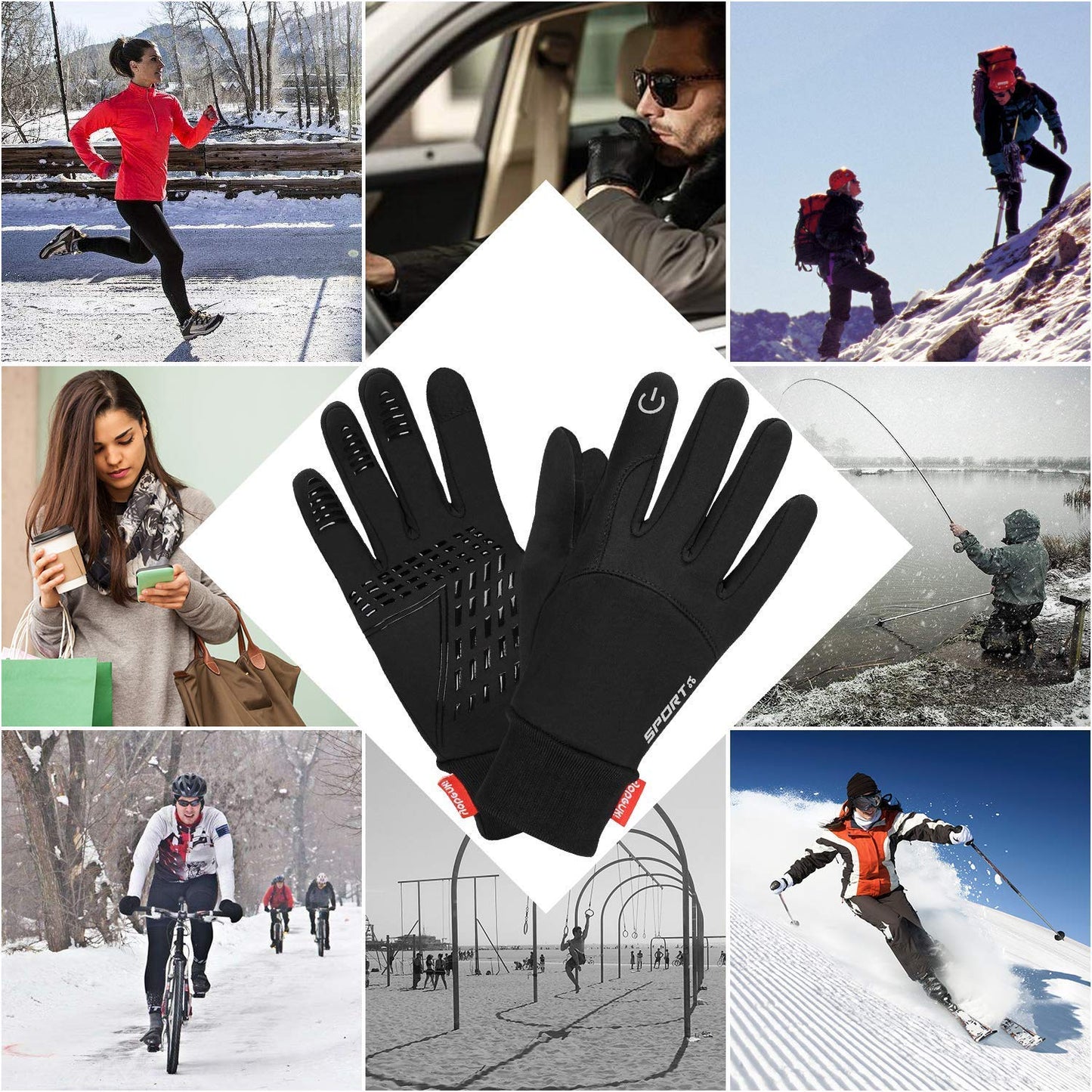 Cevapro Fahrradhandschuhe Warme Winterhandschuhe Wasserabweisende Touchscreenhandschuhe Winddichte Laufhandschuhe rutschfeste Sporthandschuhe für Männer Frauen zum Laufen, Radfahren, Klettern usw