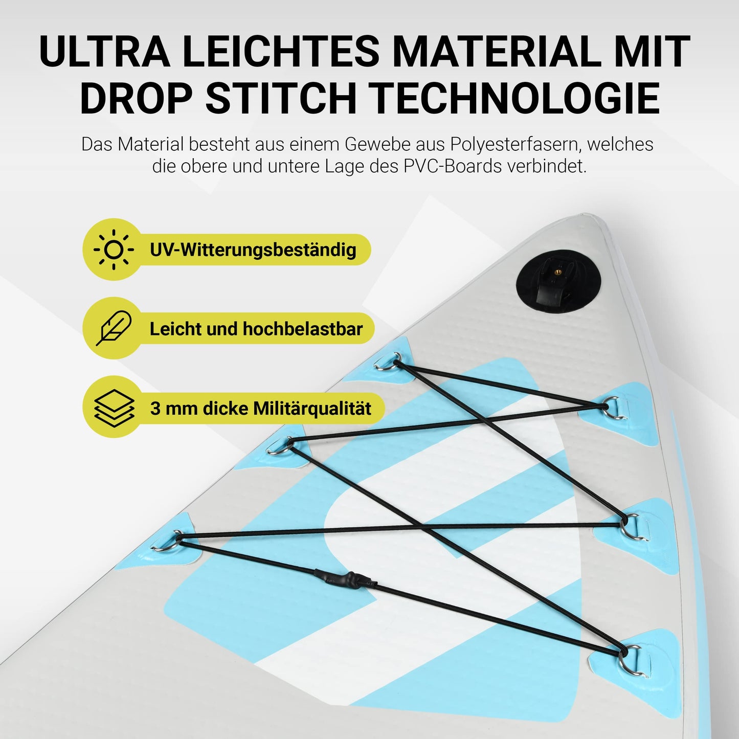 MSPORTS Stand Up Paddle Board Aufblasbar Komplettes Paddleboard Zubehör Verstellbares Paddel, hochwertige Pumpe + 2X Paddelstock + wasserdichte Smartphone Tasche + Multifunktionstasche