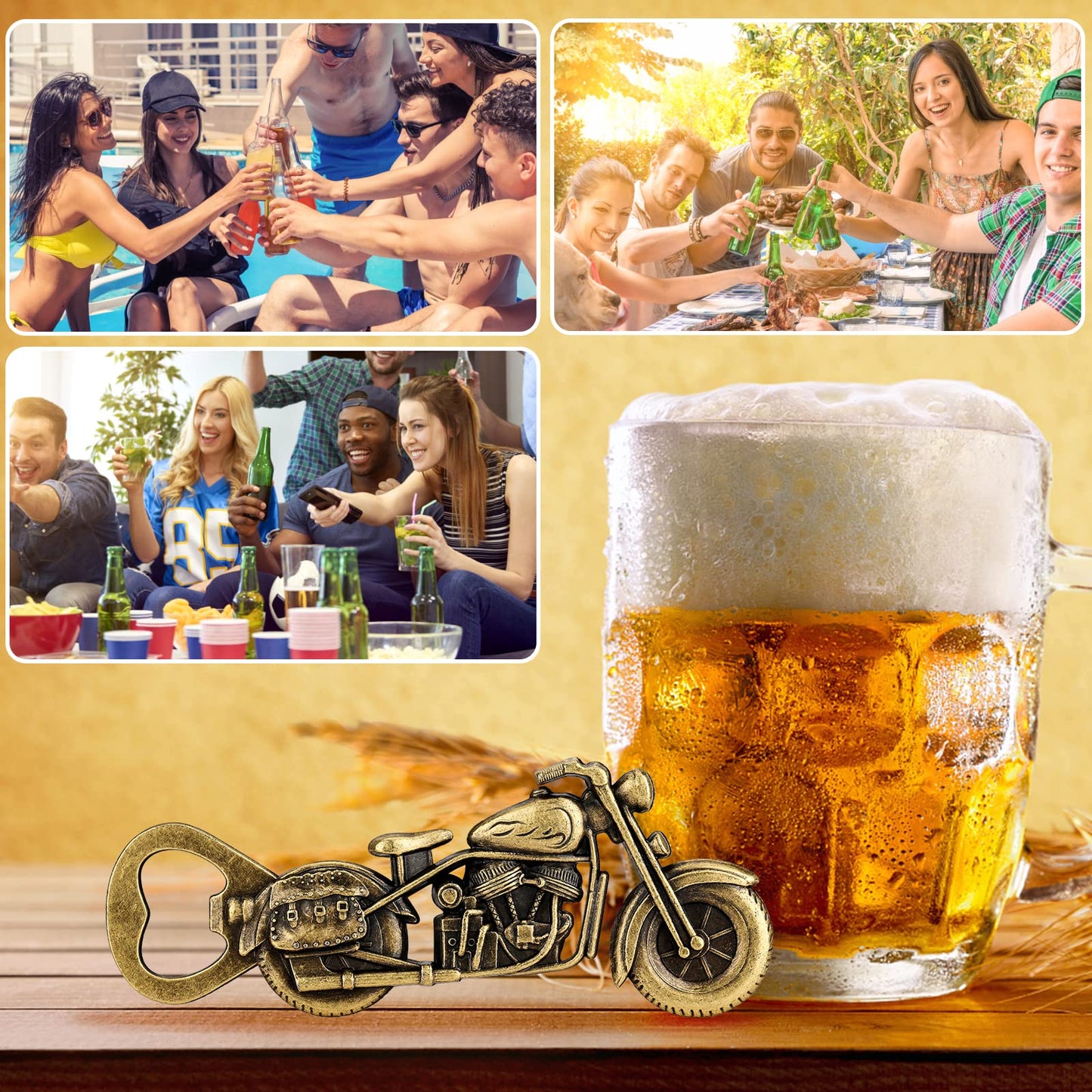 LULLEA Motorrad-Geschenke für Männer, Motorrad-Flaschenöffner, lustige Biergeschenke für Männer, Ihn, Vater, einzigartige dunkelsilberne Gadgets, Vatergeschenke, Valentinstag, Weihnachten, Geschenke