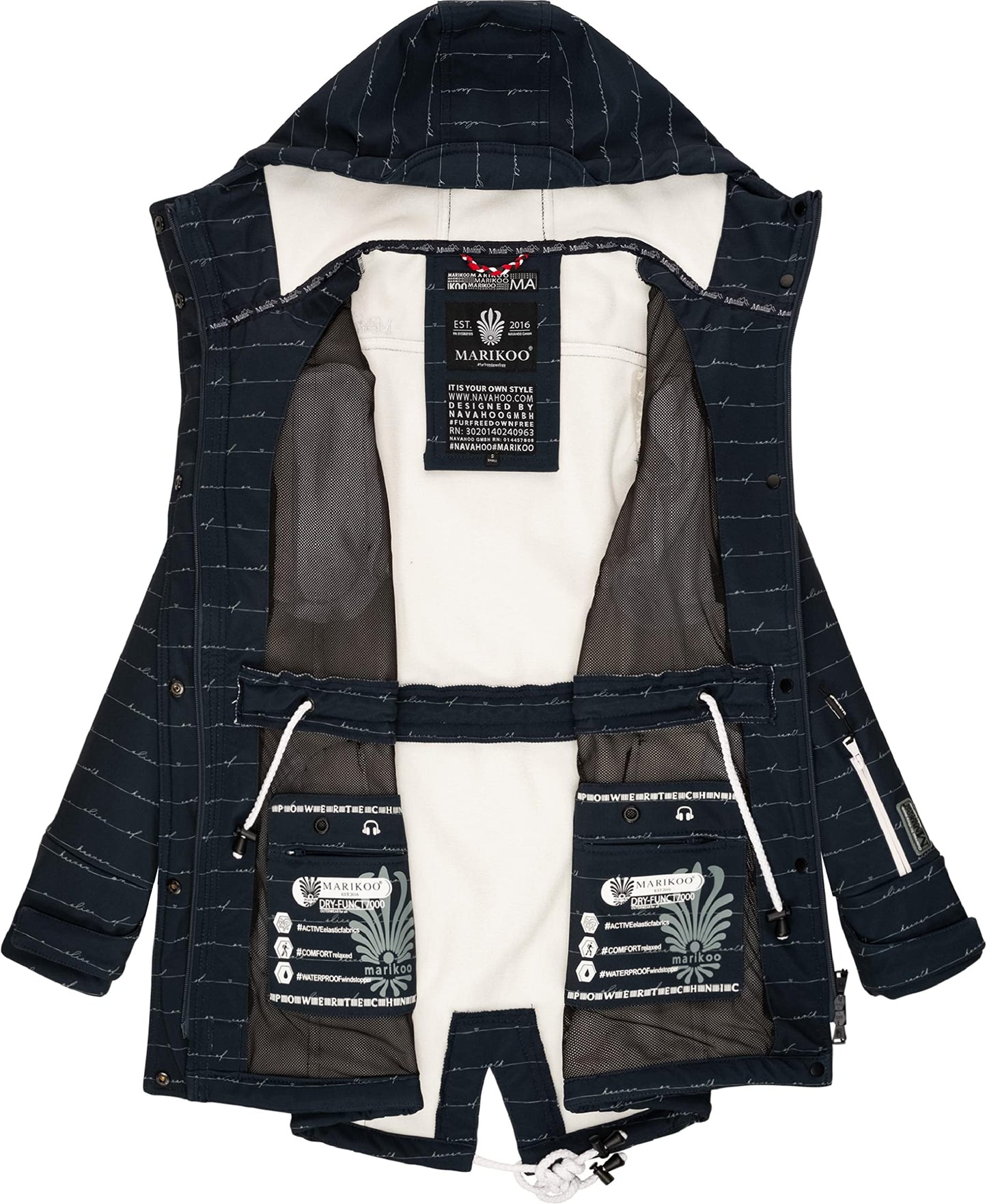 MARIKOO Damen Übergangsjacke Softshellmantel wasserdicht atmungsaktiv mit Kapuze Zimtzicke XS-3XL