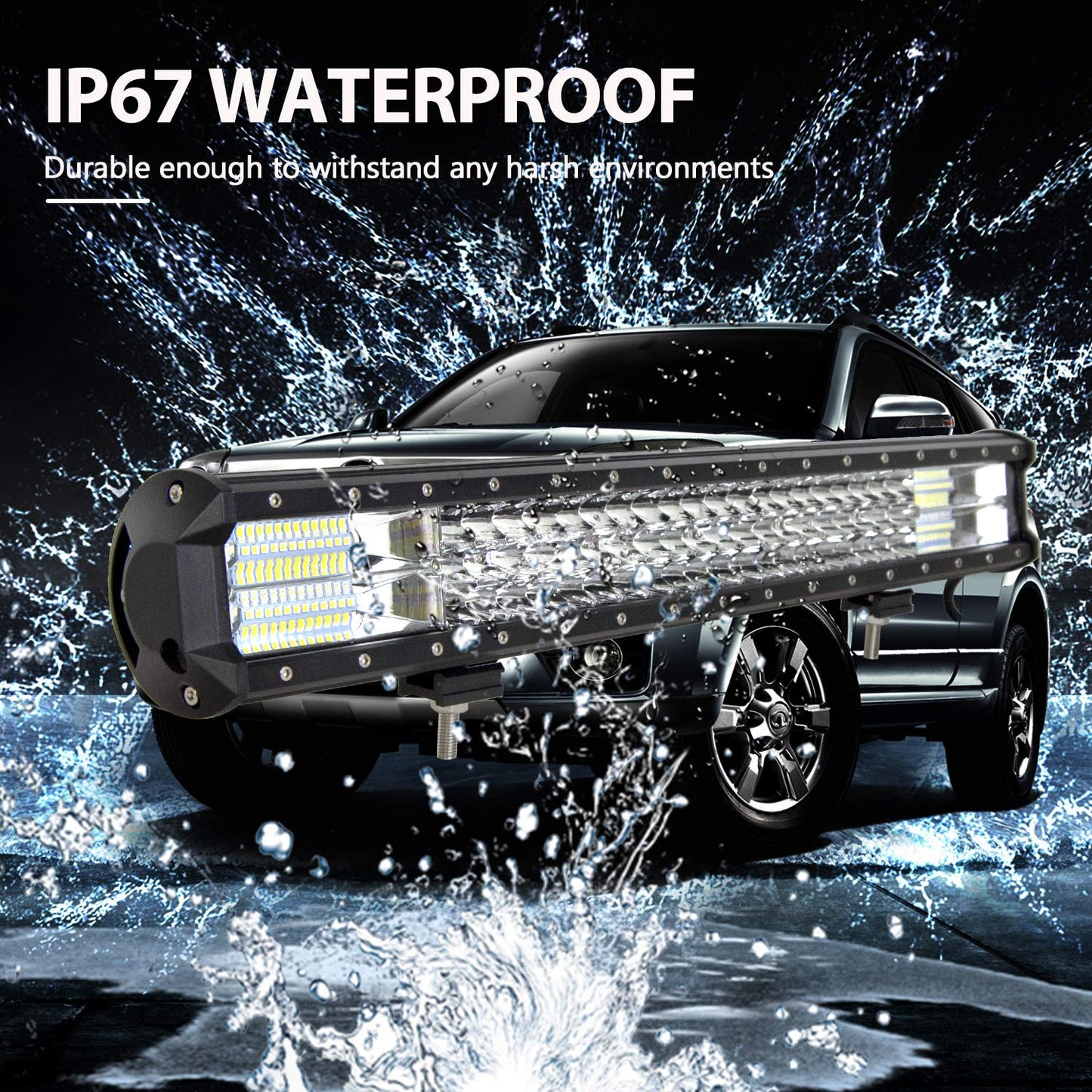 ELB AUXTINGS 22 Zoll 324W dreireihiger LED Arbeitslicht Bar Autoscheinwerfer Offroad Flutlicht Scheinwerfer 6000K imprägniern IP67 Arbeits-Licht 12V 24V
