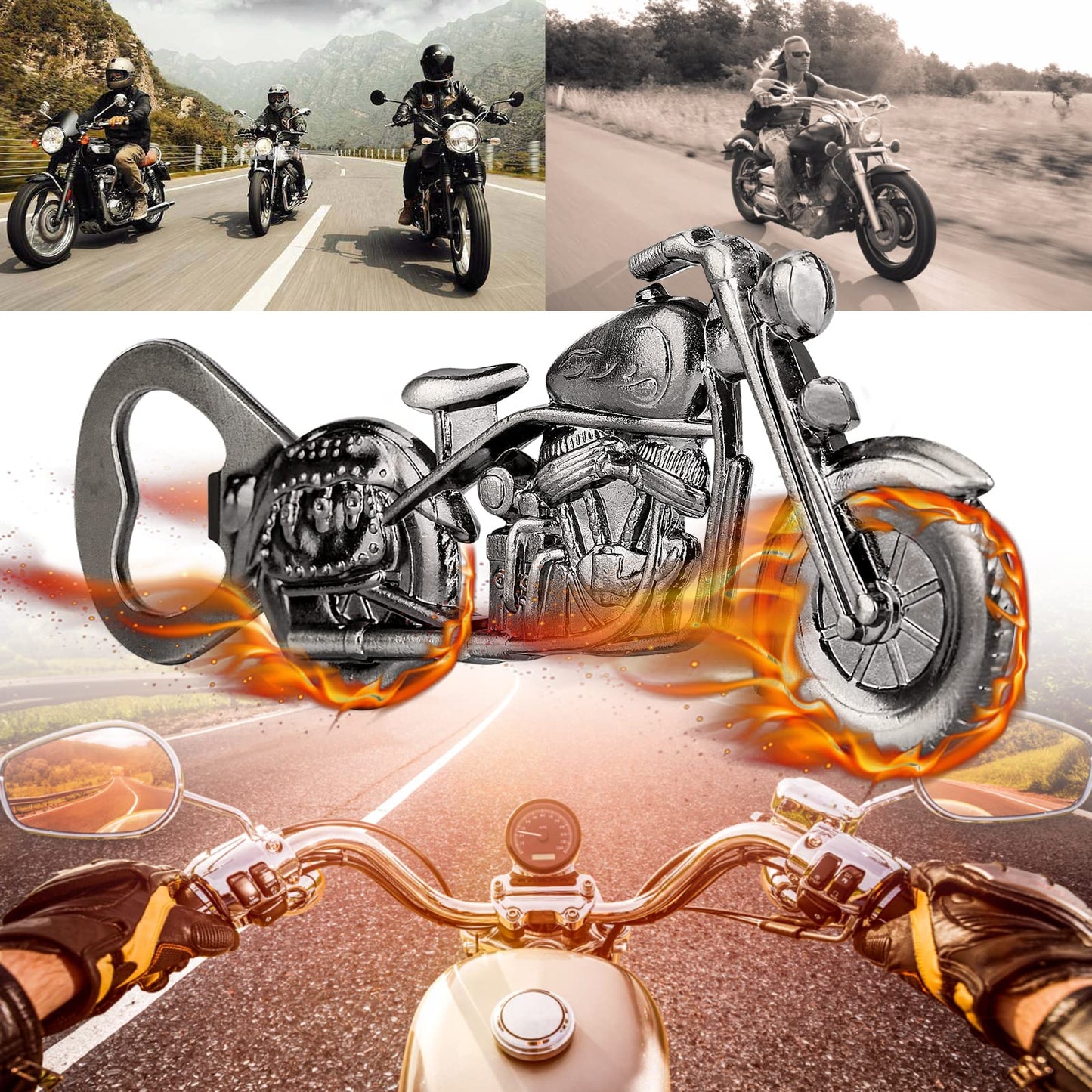 LULLEA Motorrad-Geschenke für Männer, Motorrad-Flaschenöffner, lustige Biergeschenke für Männer, Ihn, Vater, einzigartige dunkelsilberne Gadgets, Vatergeschenke, Valentinstag, Weihnachten, Geschenke
