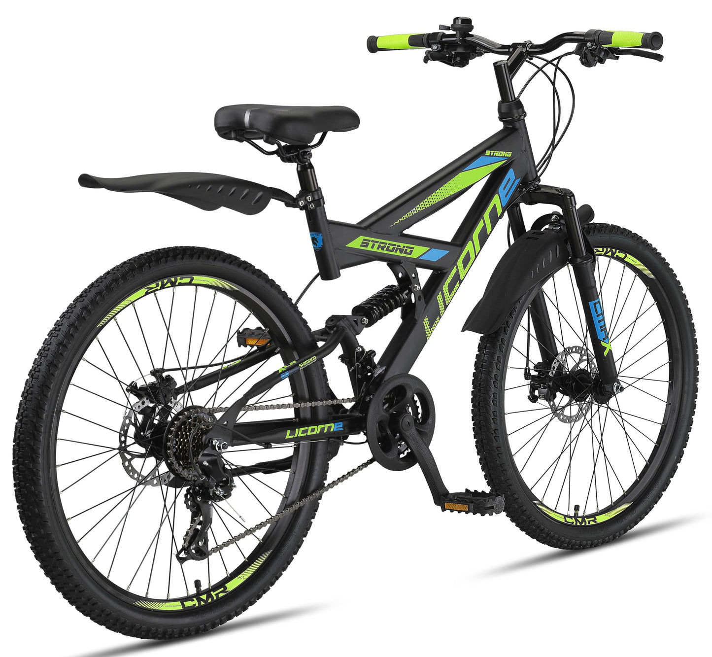 ELB daily Licorne Bike Strong 2D Premium Mountainbike in 26, 27.5 und 29 Zoll Fahrrad für Jungen Mädchen Damen und Herren Scheibenbremse vorne und hinten 21 Gang Schaltung Vollfederung