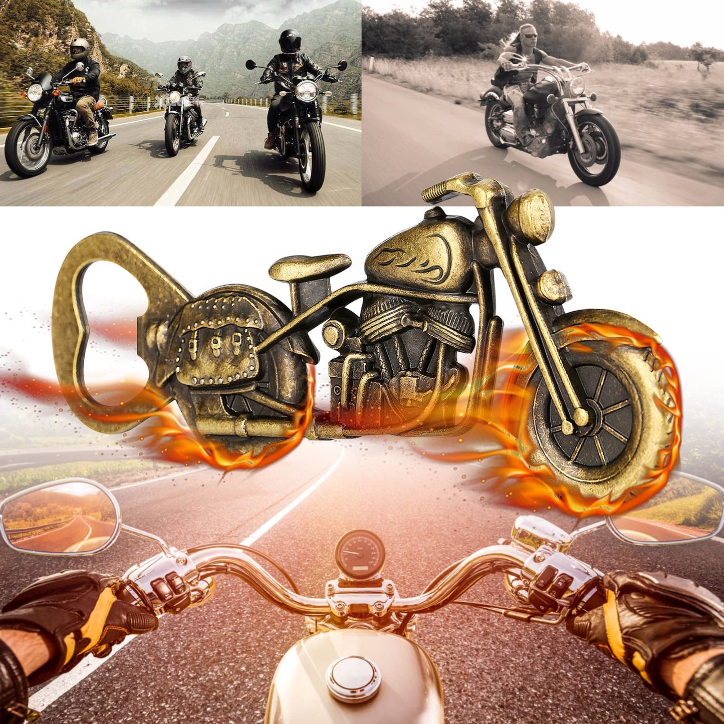 LULLEA Motorrad-Geschenke für Männer, Motorrad-Flaschenöffner, lustige Biergeschenke für Männer, Ihn, Vater, einzigartige dunkelsilberne Gadgets, Vatergeschenke, Valentinstag, Weihnachten, Geschenke