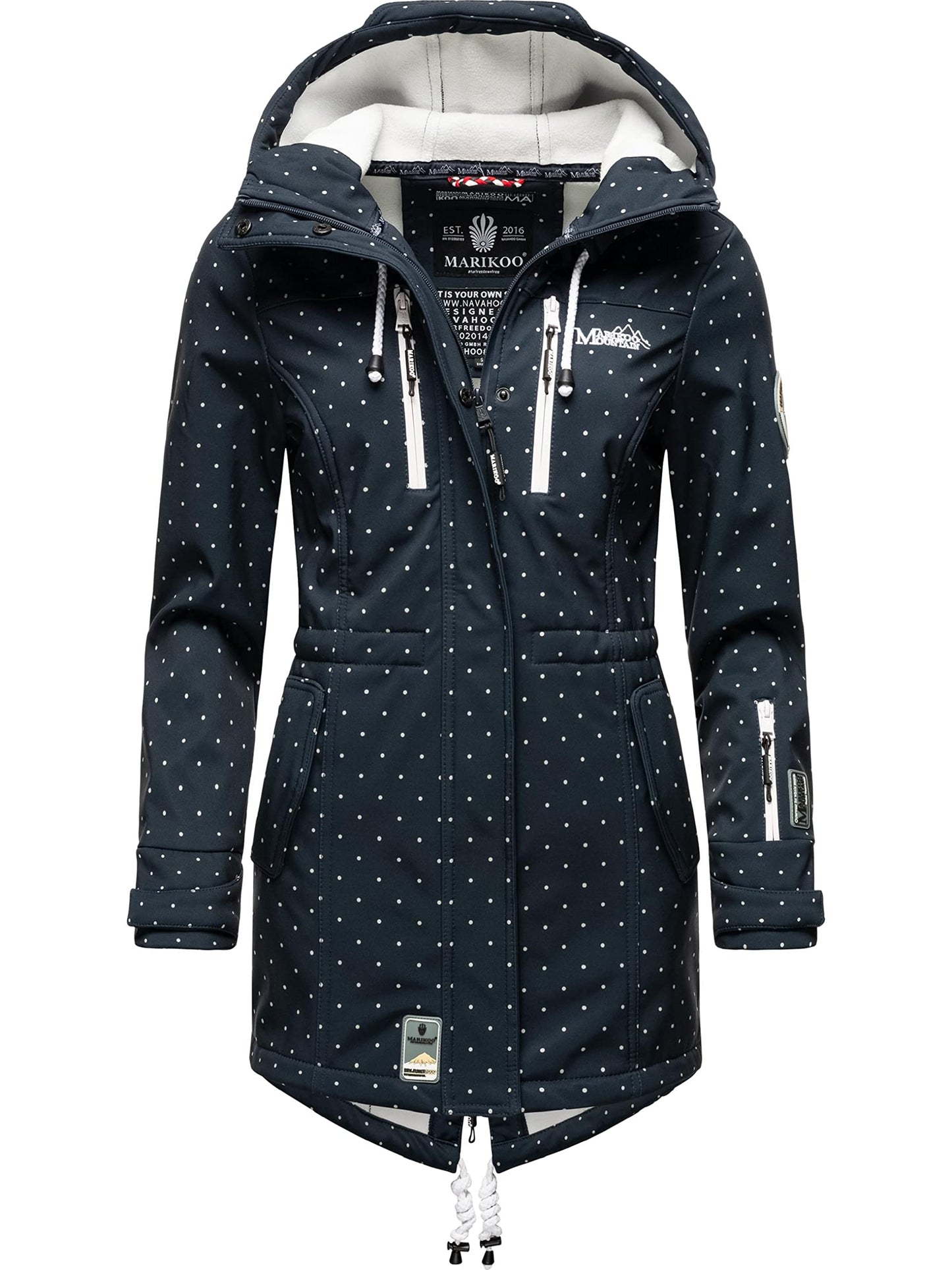 MARIKOO Damen Übergangsjacke Softshellmantel wasserdicht atmungsaktiv mit Kapuze Zimtzicke XS-3XL