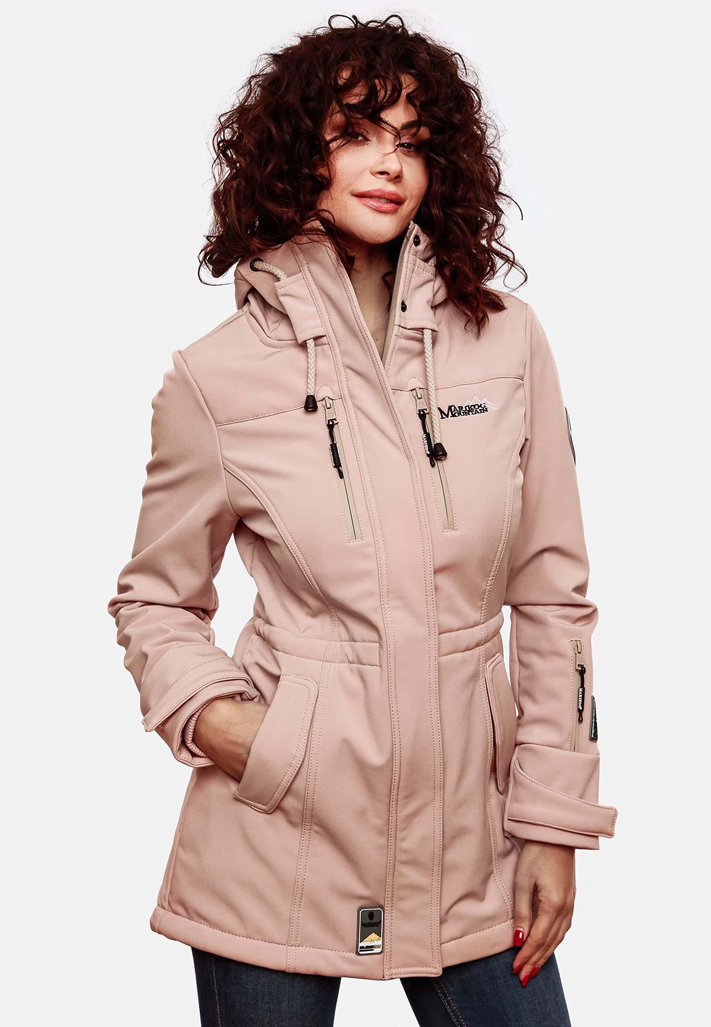 MARIKOO Damen Übergangsjacke Softshellmantel wasserdicht atmungsaktiv mit Kapuze Zimtzicke XS-3XL