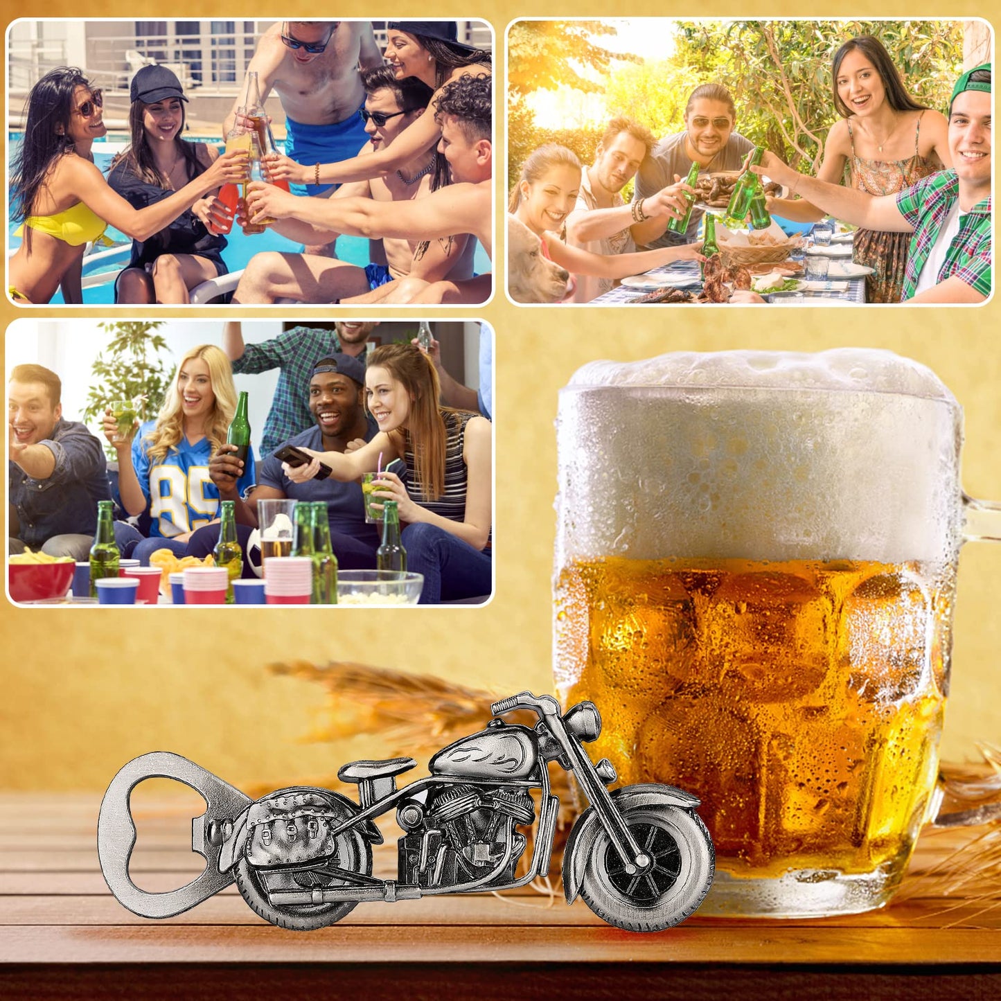 LULLEA Motorrad-Geschenke für Männer, Motorrad-Flaschenöffner, lustige Biergeschenke für Männer, Ihn, Vater, einzigartige dunkelsilberne Gadgets, Vatergeschenke, Valentinstag, Weihnachten, Geschenke
