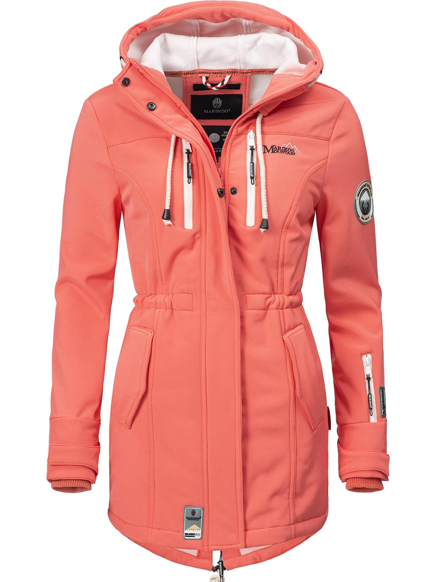 MARIKOO Damen Übergangsjacke Softshellmantel wasserdicht atmungsaktiv mit Kapuze Zimtzicke XS-3XL