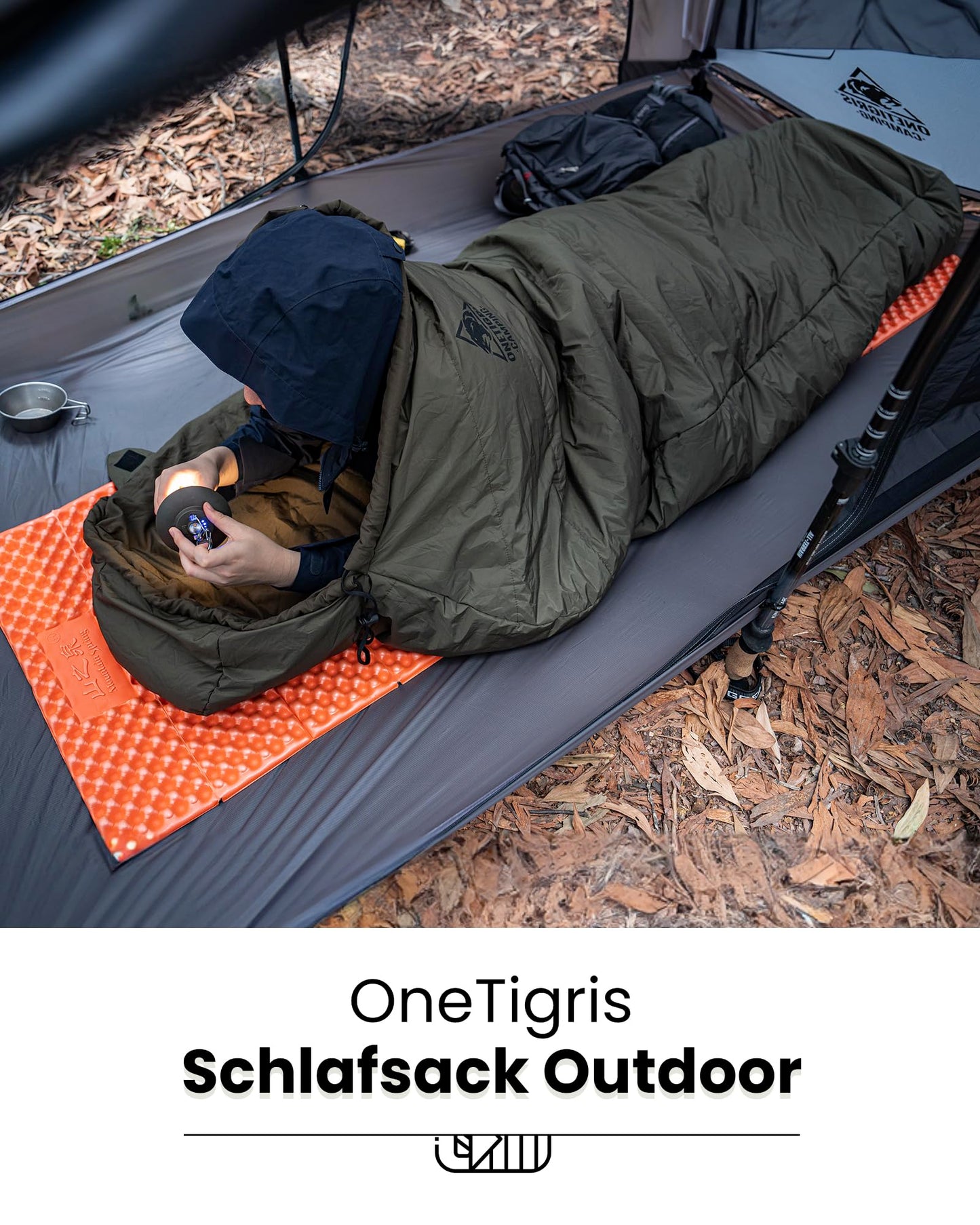 OneTigris Schlafsack Outdoor kleines Packmaß 3 Jahreszeiten 8 °C -15 °C Mumienschlafsack Ultraleicht kompakt für Camping, Reisen, Wandern