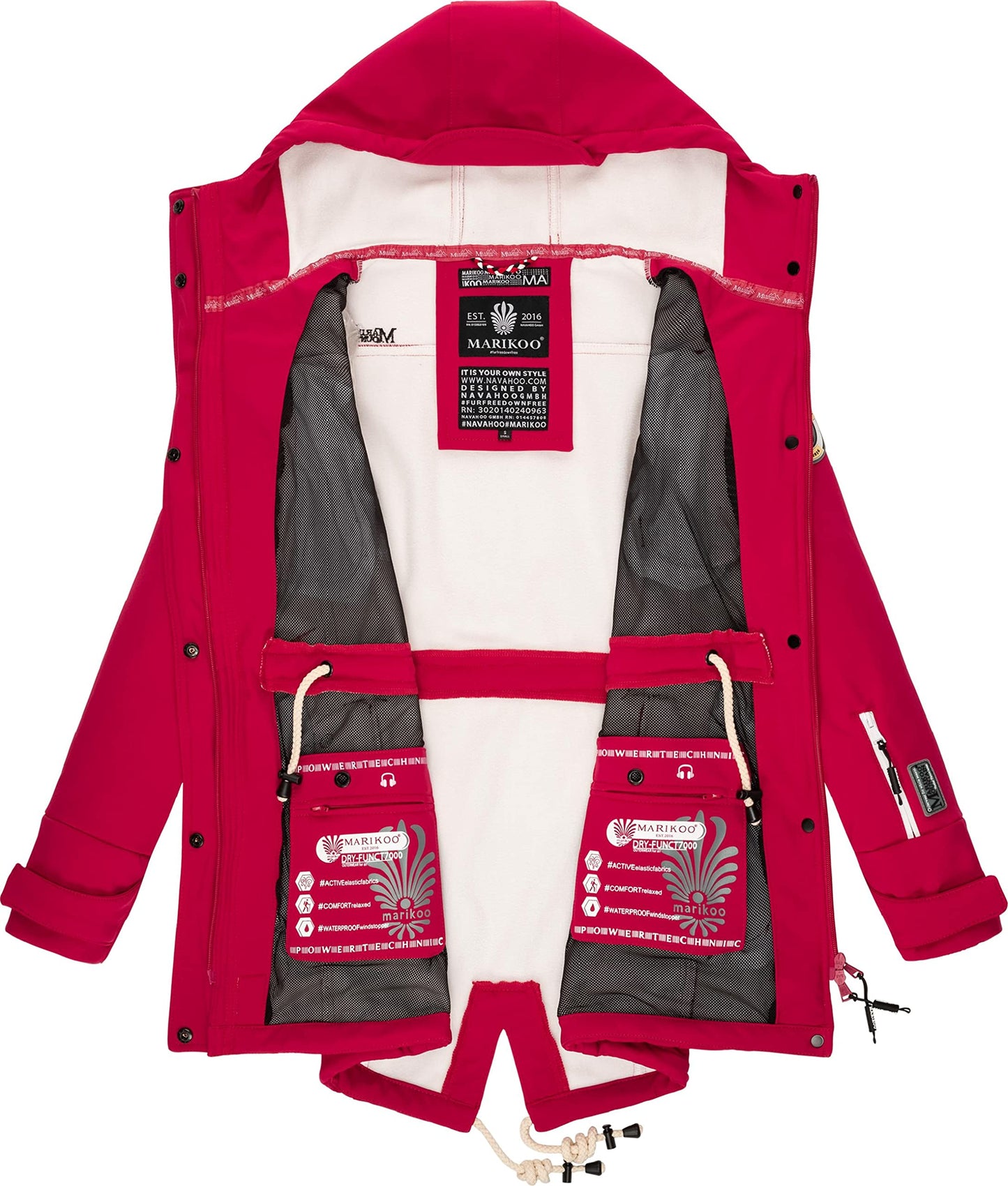 MARIKOO Damen Übergangsjacke Softshellmantel wasserdicht atmungsaktiv mit Kapuze Zimtzicke XS-3XL