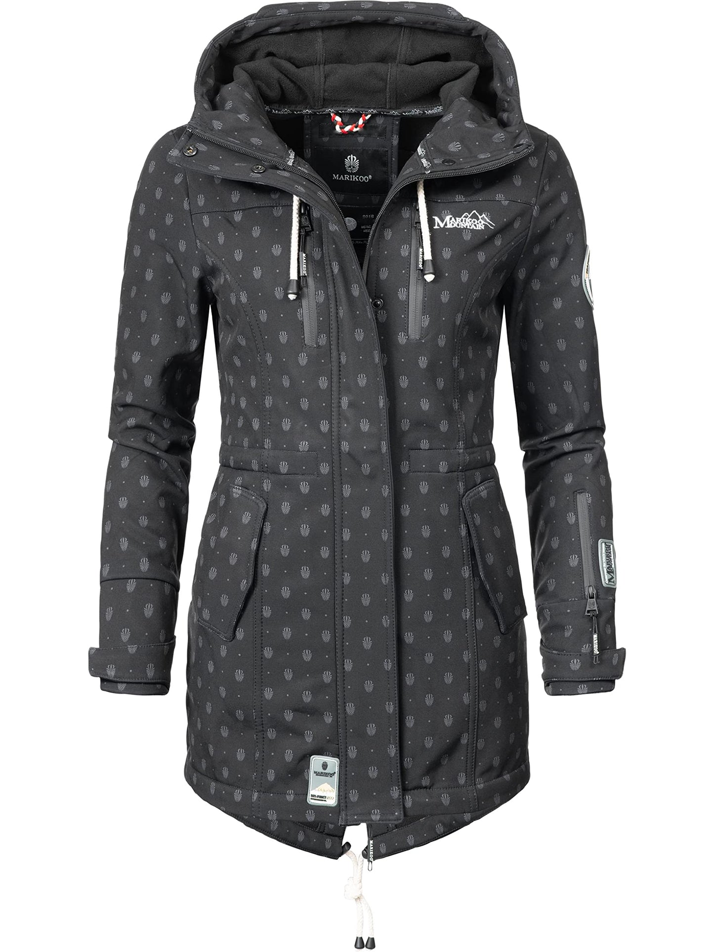 MARIKOO Damen Übergangsjacke Softshellmantel wasserdicht atmungsaktiv mit Kapuze Zimtzicke XS-3XL