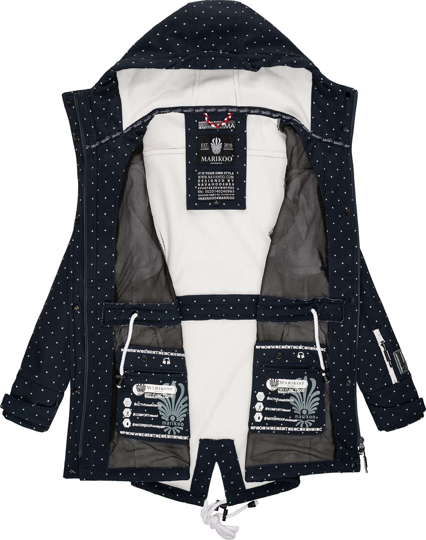 MARIKOO Damen Übergangsjacke Softshellmantel wasserdicht atmungsaktiv mit Kapuze Zimtzicke XS-3XL