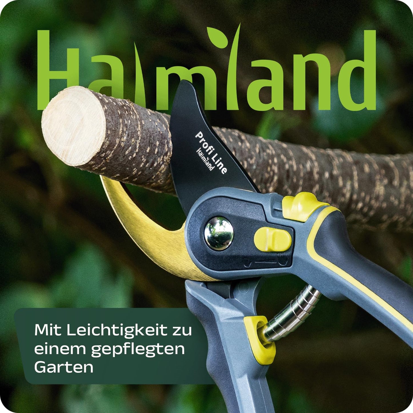 ELB halmland® Premium Gartenschere mit scharfer SK5 Stahlklinge | Astschere, Pflanzenschere | schneidet Äste bis 20mm Durchmesser | Teflon-Antihaftbeschichtung | für große & kleine Hände | Grün