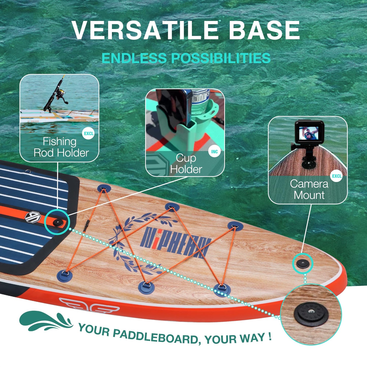 ELB Explore - Niphean Stand up Paddle Board mit Ausgewogenem Flügeldesign und robustem SUP Zubehör, 335cm Stabil Inflatable Paddle Boards for Adults, Sup Board, Stand up Paddling Board mit Sitz, Paddleboard