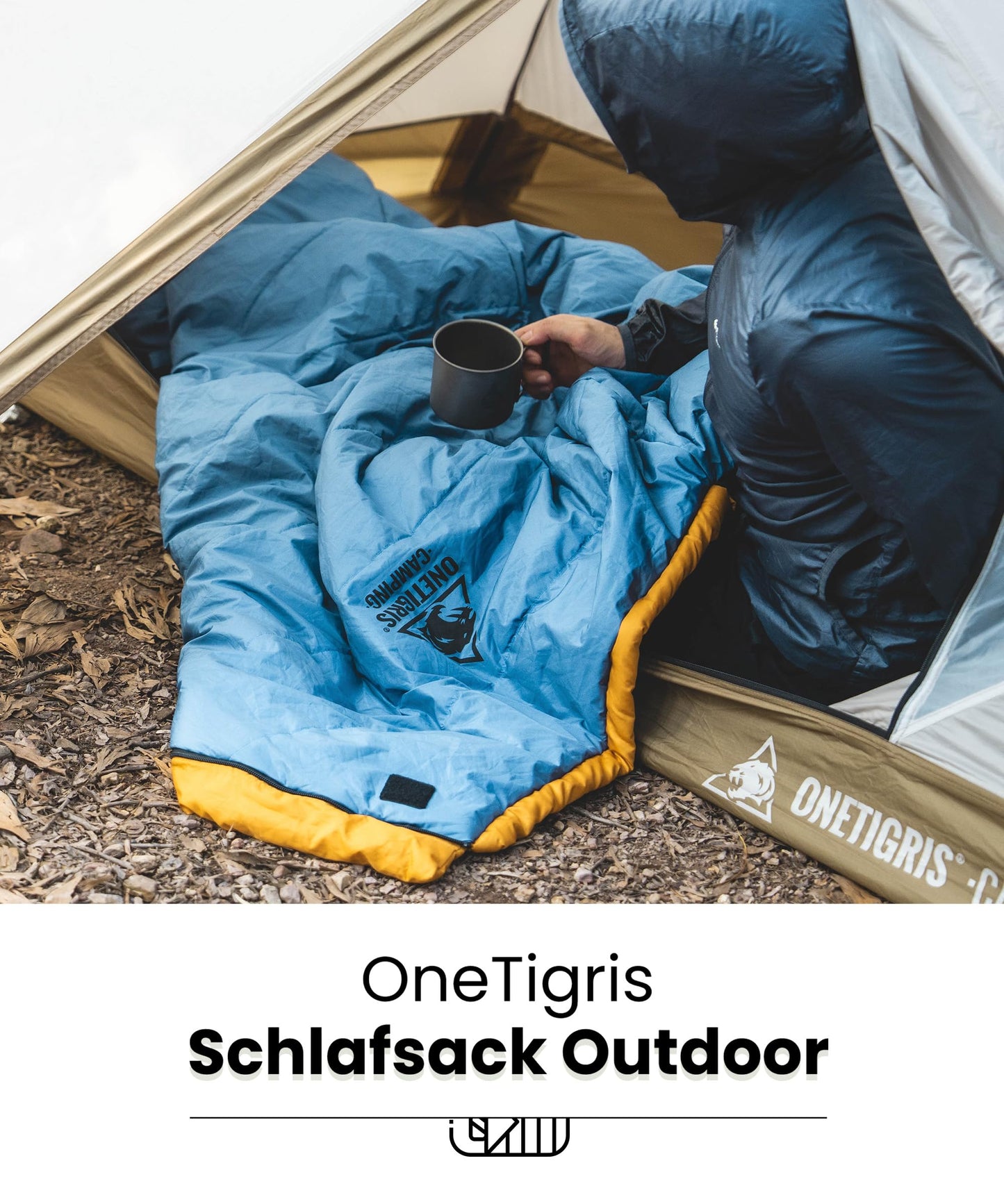 OneTigris Schlafsack Outdoor kleines Packmaß 3 Jahreszeiten 8 °C -15 °C Mumienschlafsack Ultraleicht kompakt für Camping, Reisen, Wandern