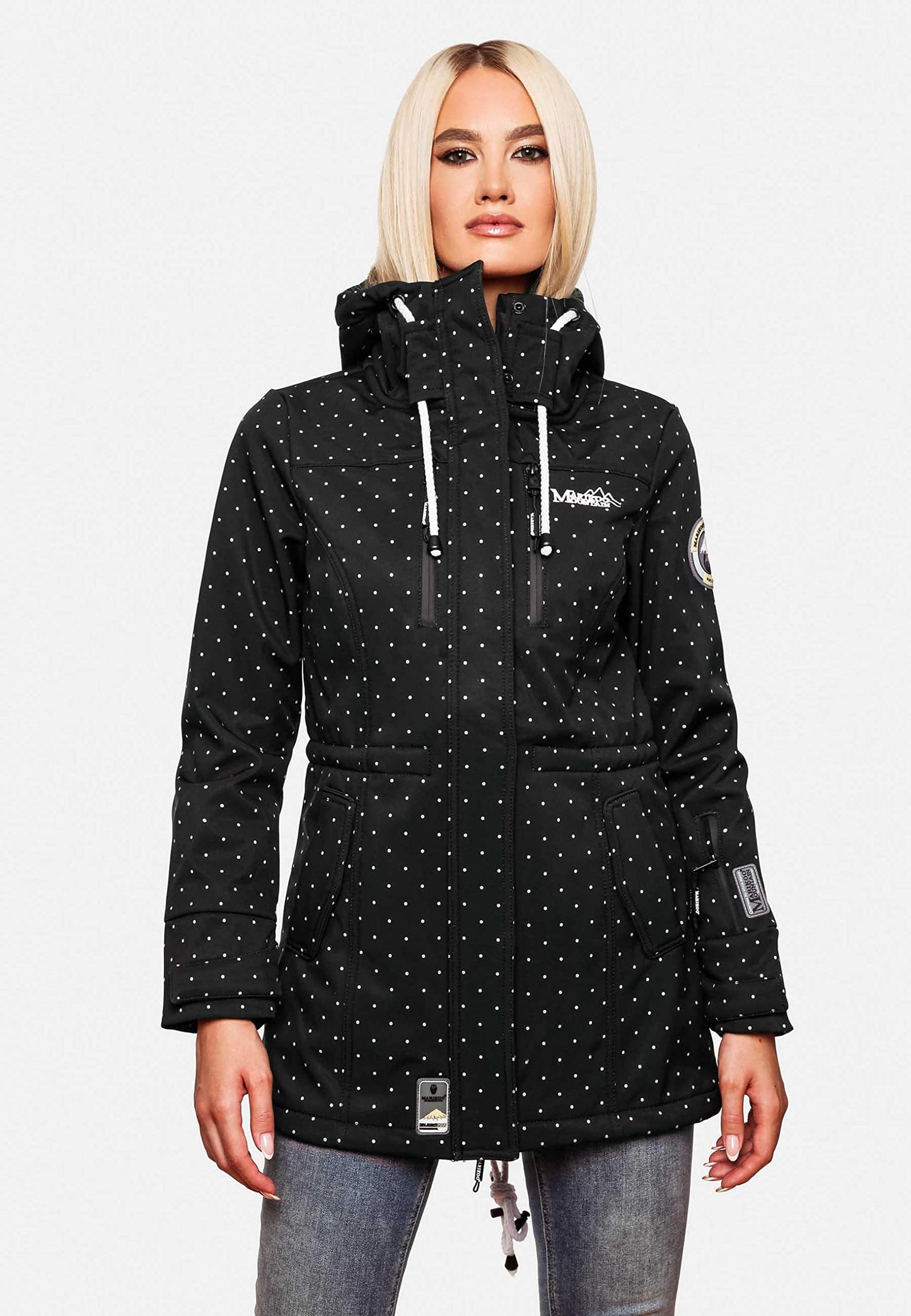 MARIKOO Damen Übergangsjacke Softshellmantel wasserdicht atmungsaktiv mit Kapuze Zimtzicke XS-3XL