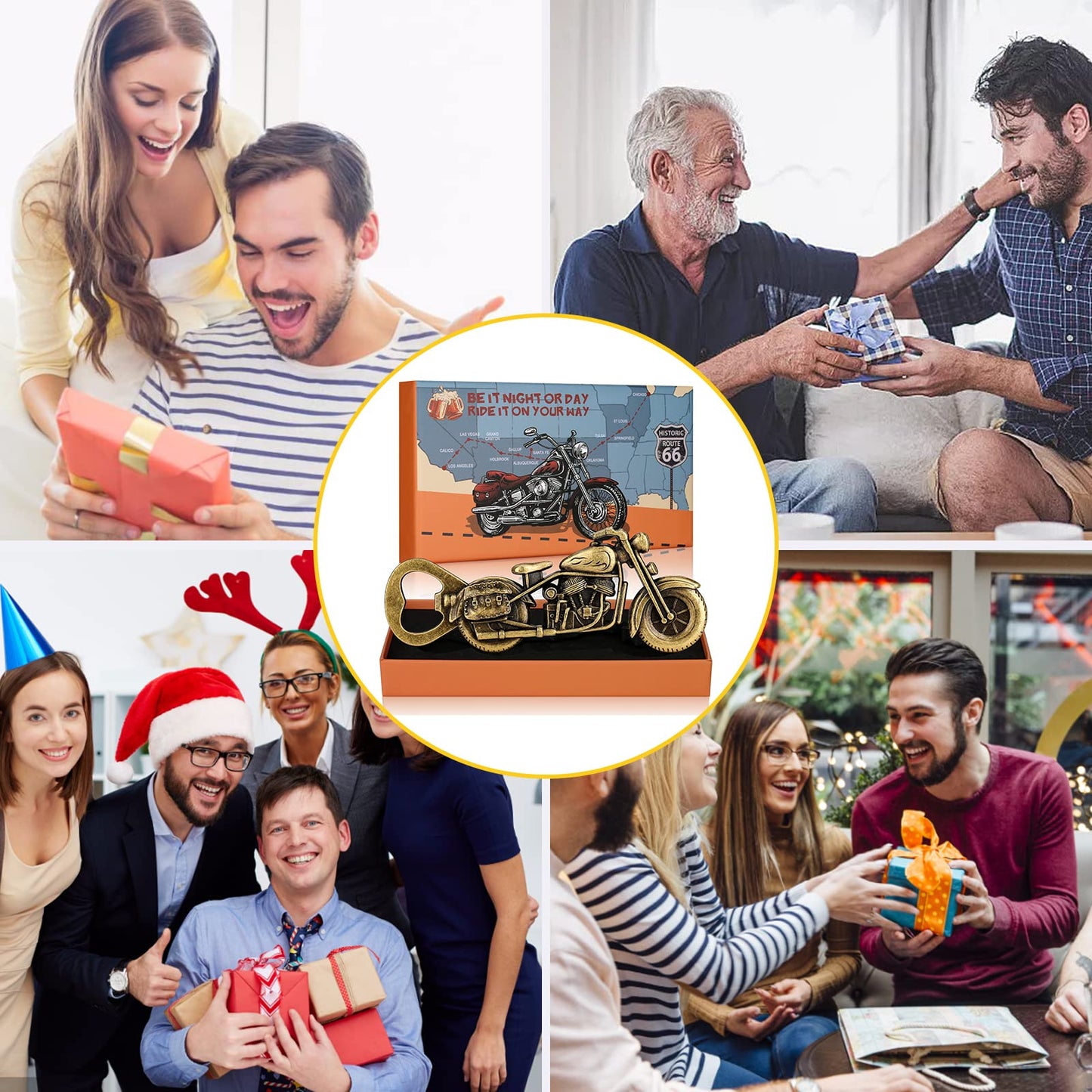 LULLEA Motorrad-Geschenke für Männer, Motorrad-Flaschenöffner, lustige Biergeschenke für Männer, Ihn, Vater, einzigartige dunkelsilberne Gadgets, Vatergeschenke, Valentinstag, Weihnachten, Geschenke