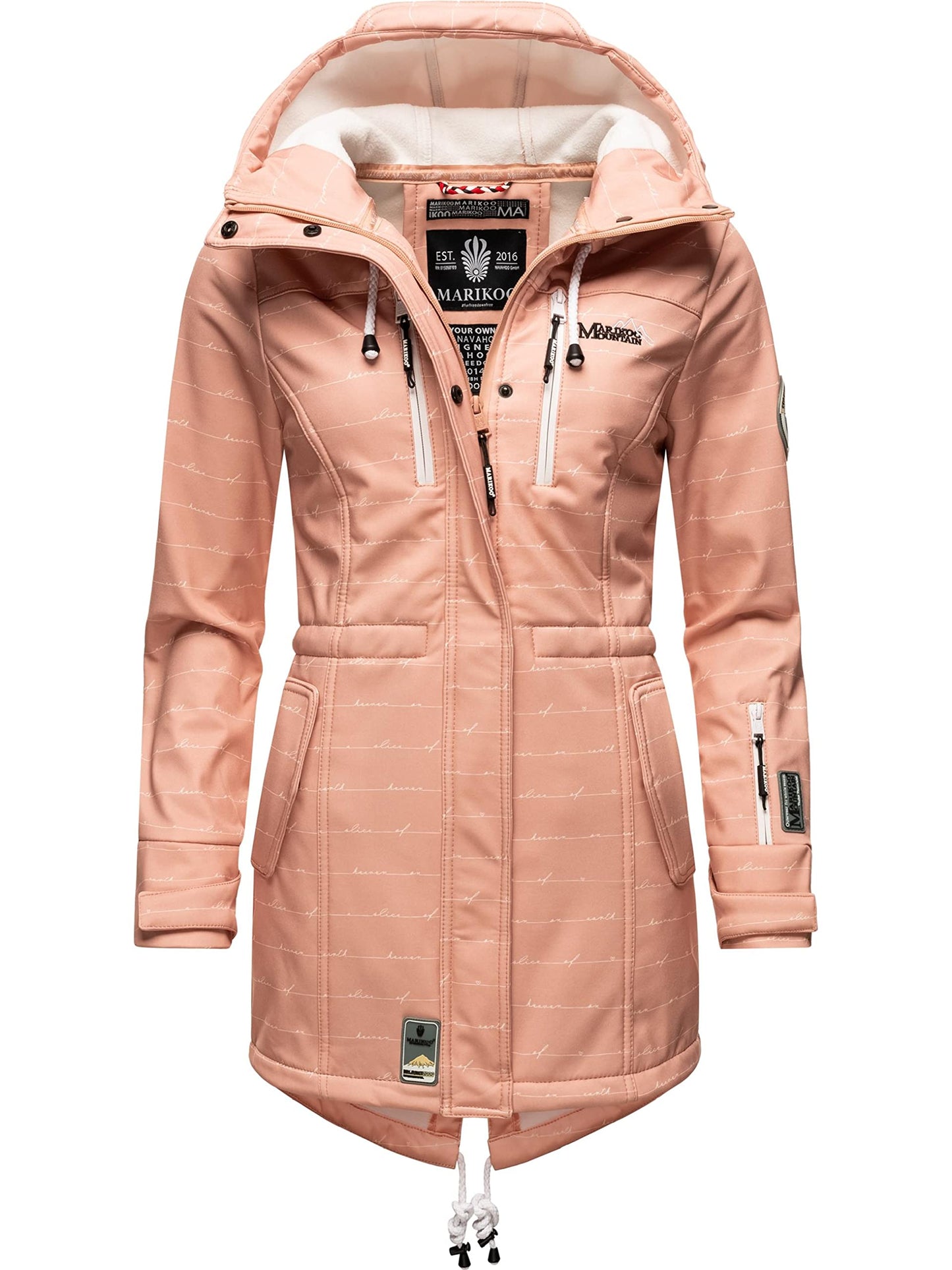 MARIKOO Damen Übergangsjacke Softshellmantel wasserdicht atmungsaktiv mit Kapuze Zimtzicke XS-3XL