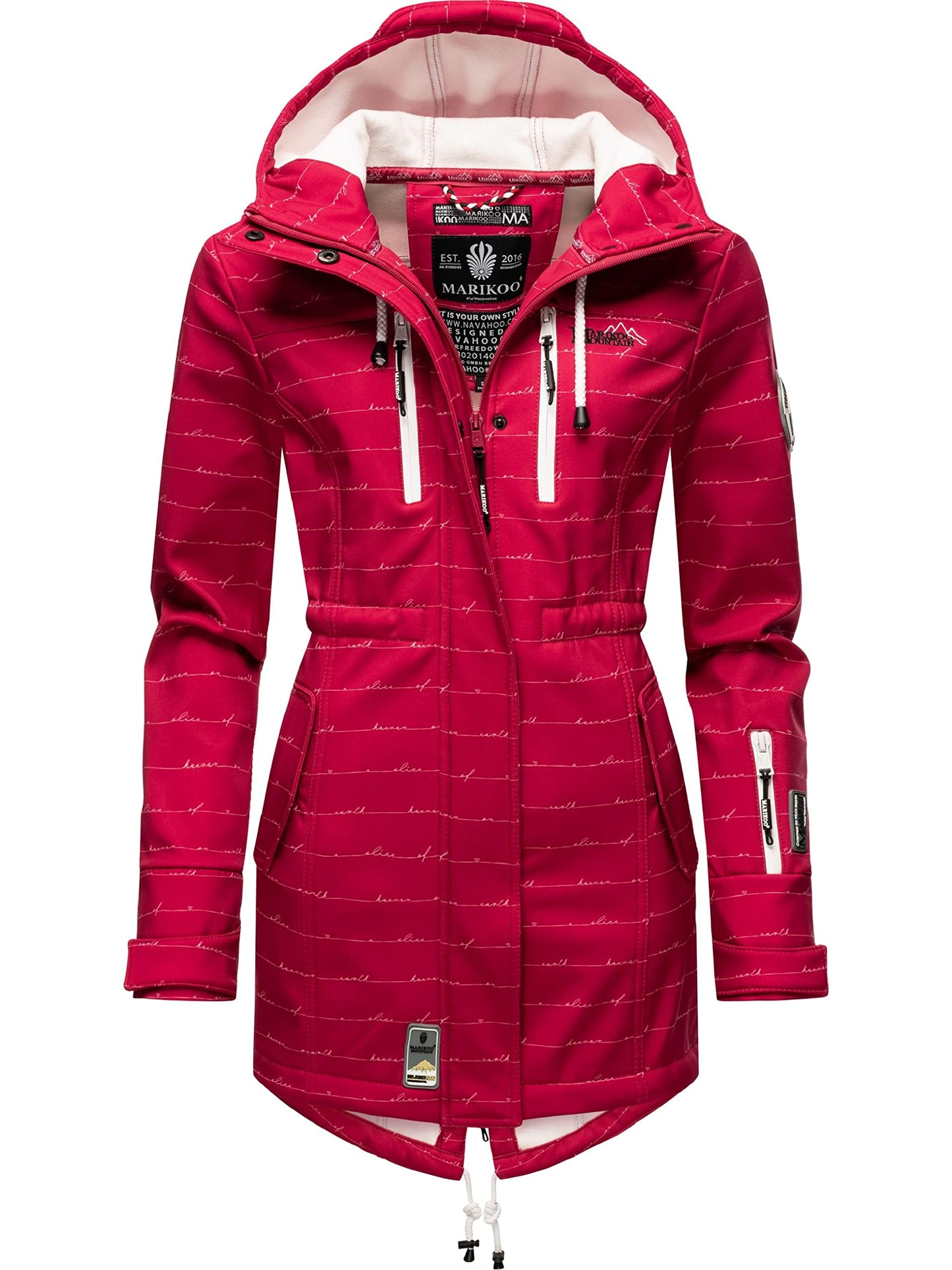 MARIKOO Damen Übergangsjacke Softshellmantel wasserdicht atmungsaktiv mit Kapuze Zimtzicke XS-3XL