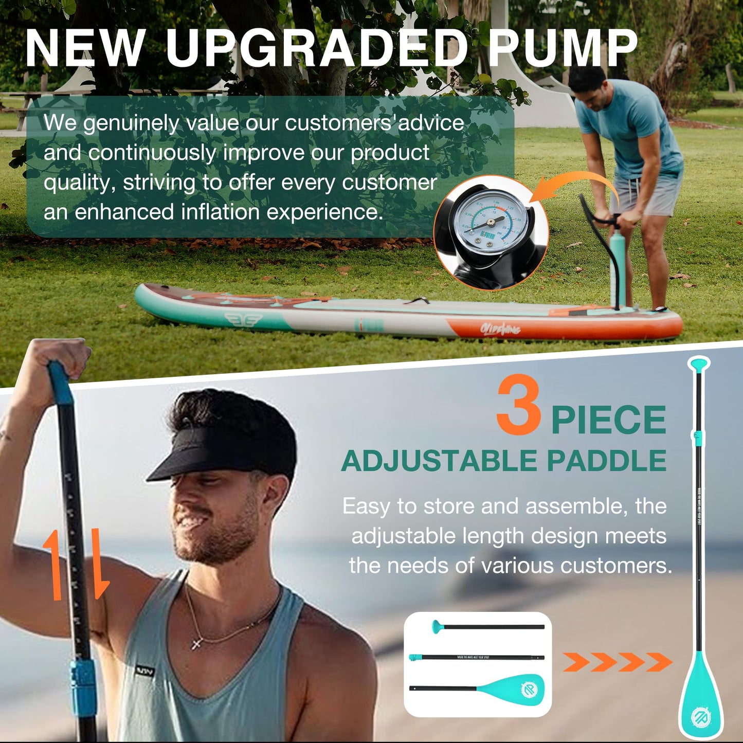 ELB Explore - Niphean Stand up Paddle Board mit Ausgewogenem Flügeldesign und robustem SUP Zubehör, 335cm Stabil Inflatable Paddle Boards for Adults, Sup Board, Stand up Paddling Board mit Sitz, Paddleboard