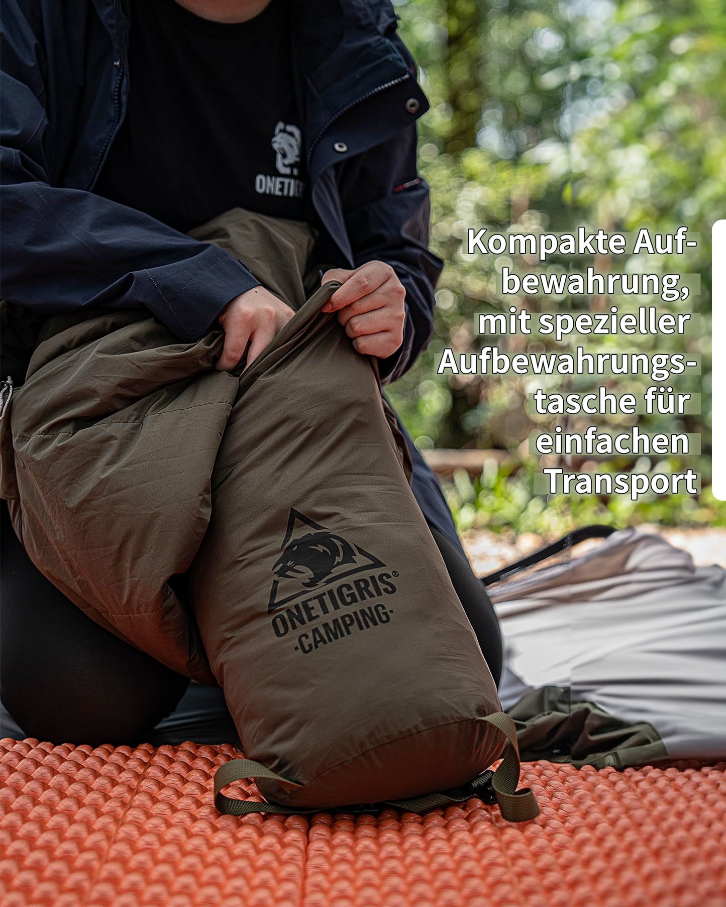 OneTigris Schlafsack Outdoor kleines Packmaß 3 Jahreszeiten 8 °C -15 °C Mumienschlafsack Ultraleicht kompakt für Camping, Reisen, Wandern