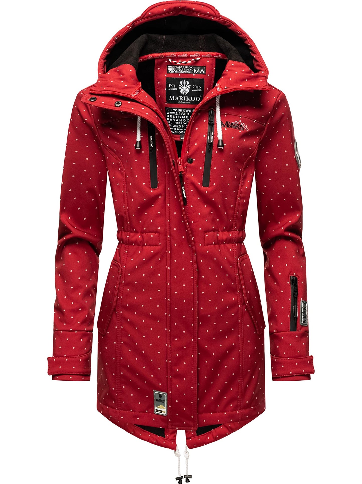 MARIKOO Damen Übergangsjacke Softshellmantel wasserdicht atmungsaktiv mit Kapuze Zimtzicke XS-3XL