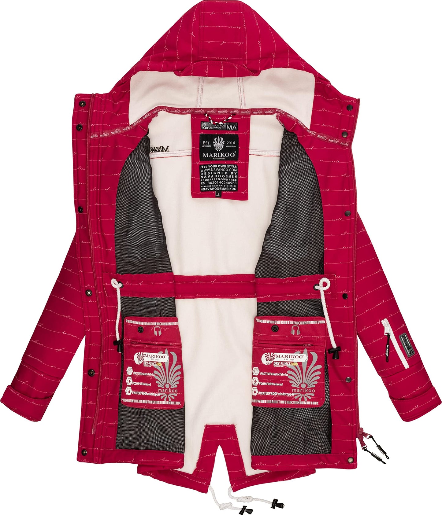 MARIKOO Damen Übergangsjacke Softshellmantel wasserdicht atmungsaktiv mit Kapuze Zimtzicke XS-3XL
