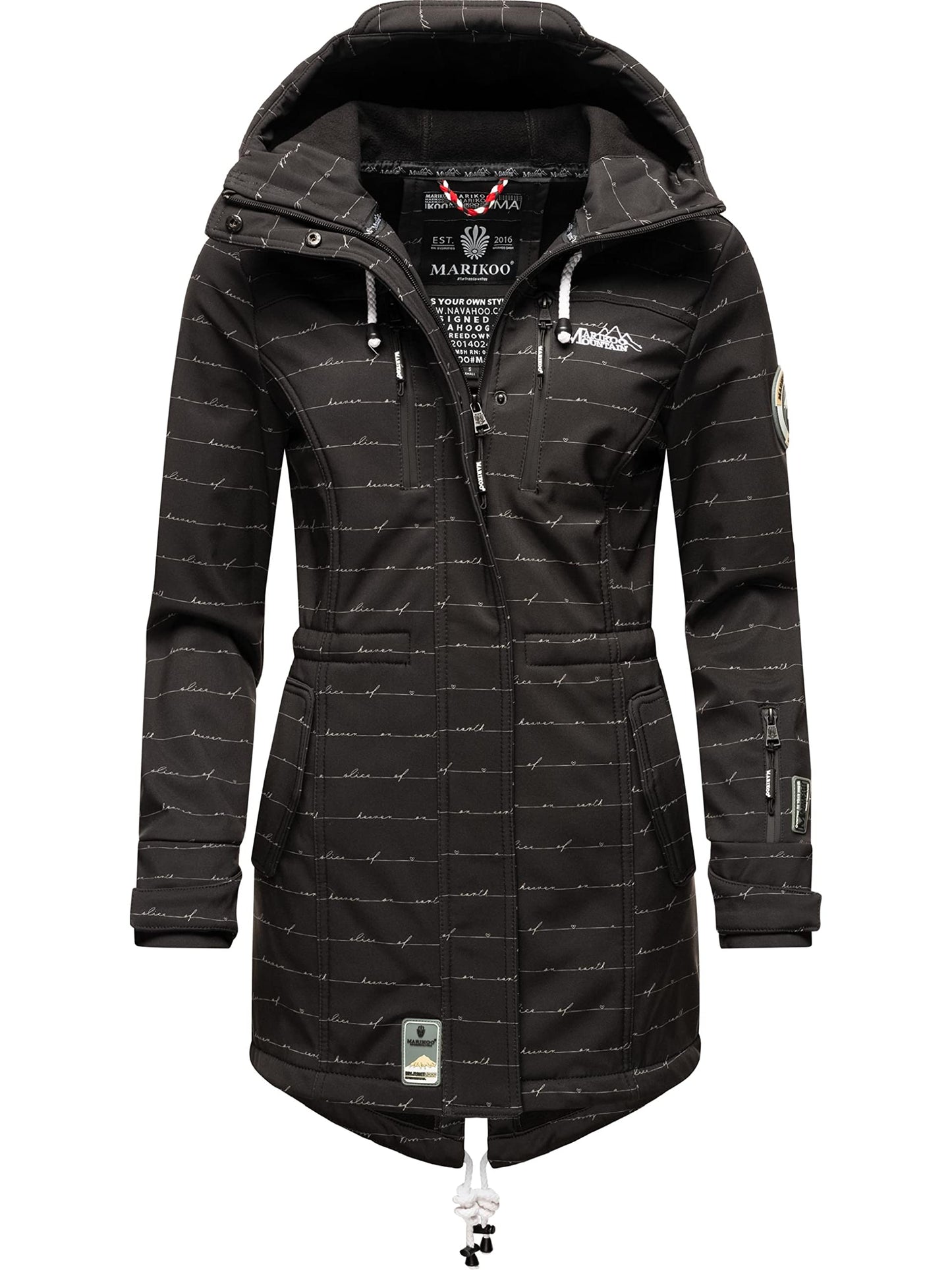 MARIKOO Damen Übergangsjacke Softshellmantel wasserdicht atmungsaktiv mit Kapuze Zimtzicke XS-3XL