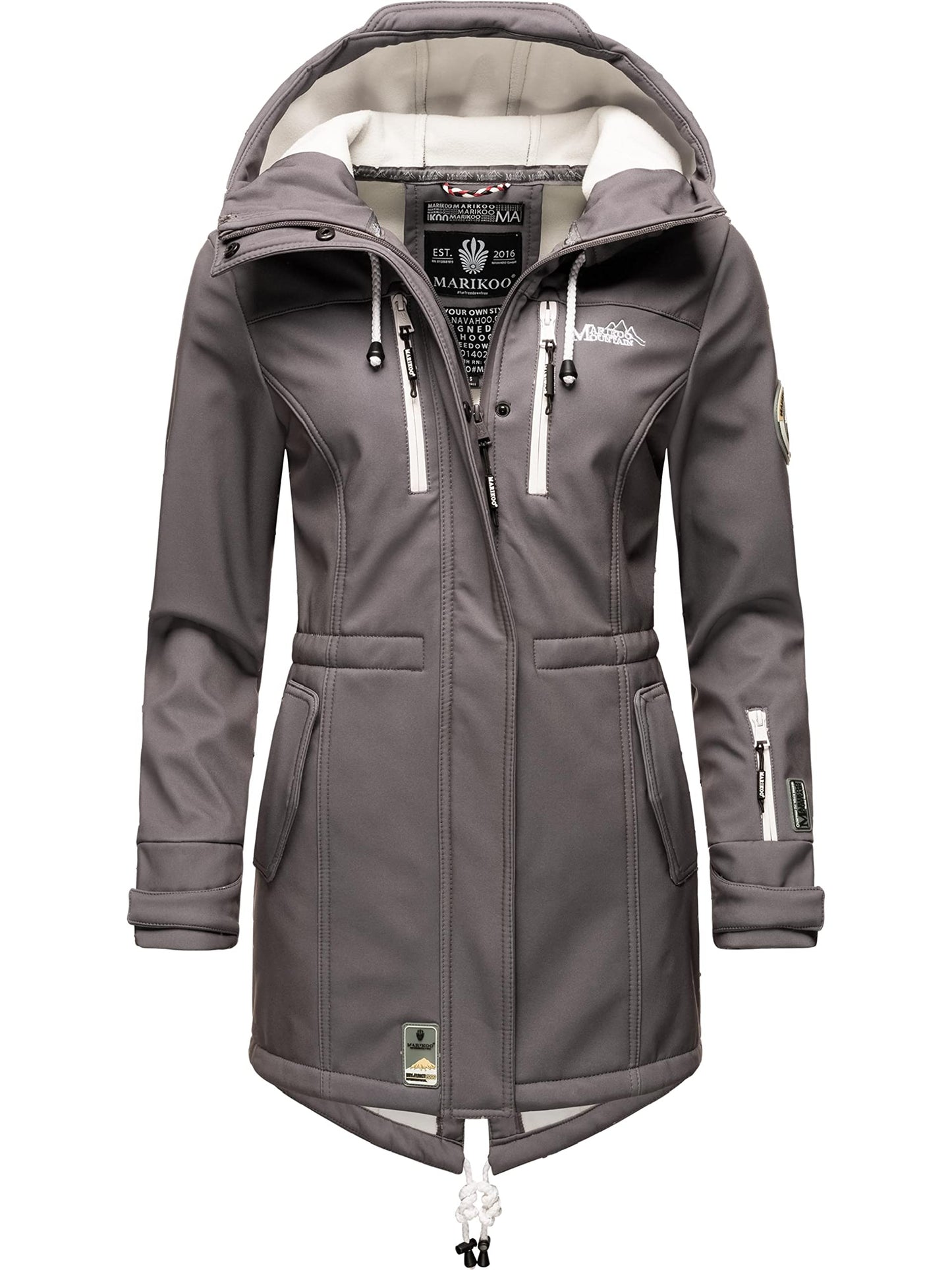 MARIKOO Damen Übergangsjacke Softshellmantel wasserdicht atmungsaktiv mit Kapuze Zimtzicke XS-3XL