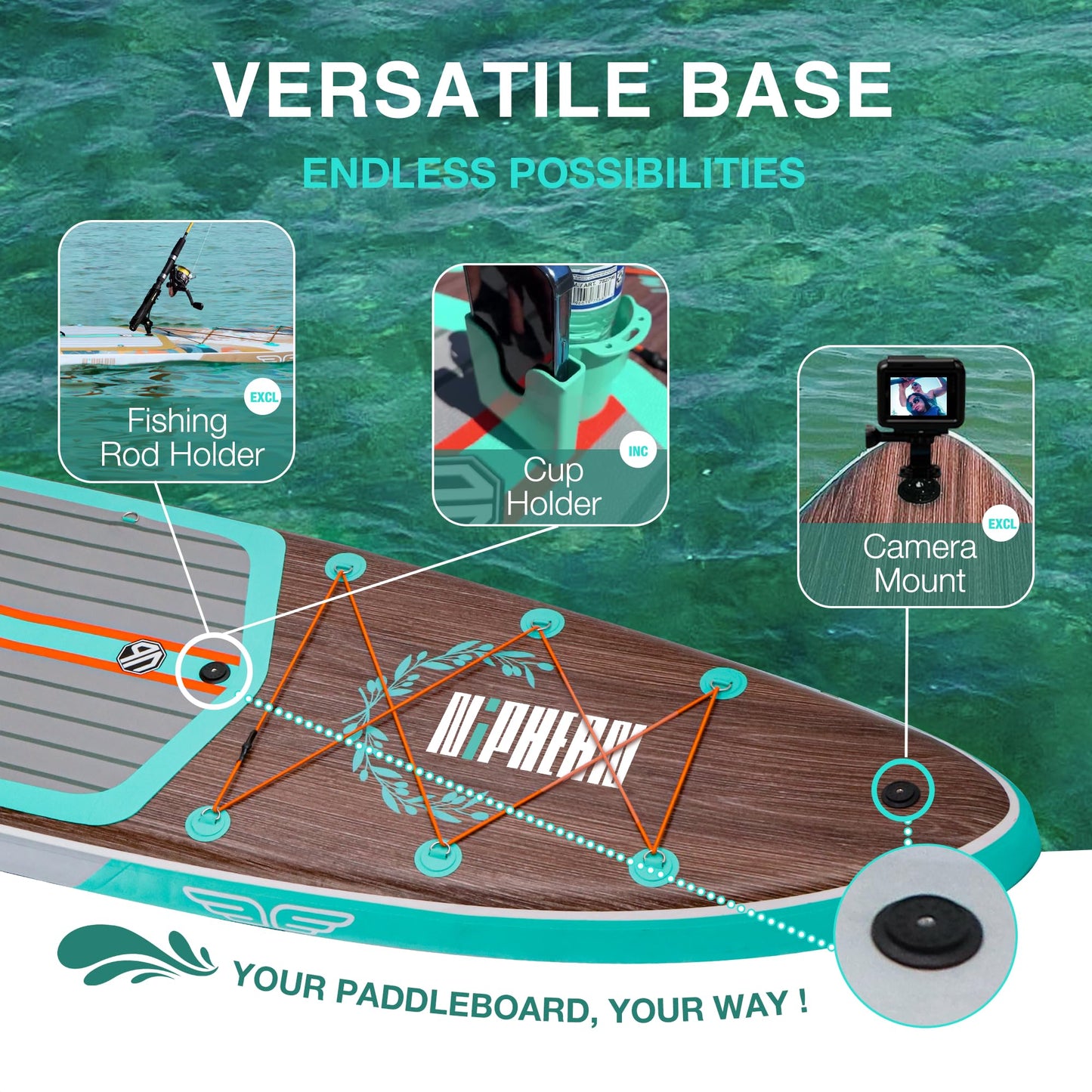ELB Explore - Niphean Stand up Paddle Board mit Ausgewogenem Flügeldesign und robustem SUP Zubehör, 335cm Stabil Inflatable Paddle Boards for Adults, Sup Board, Stand up Paddling Board mit Sitz, Paddleboard