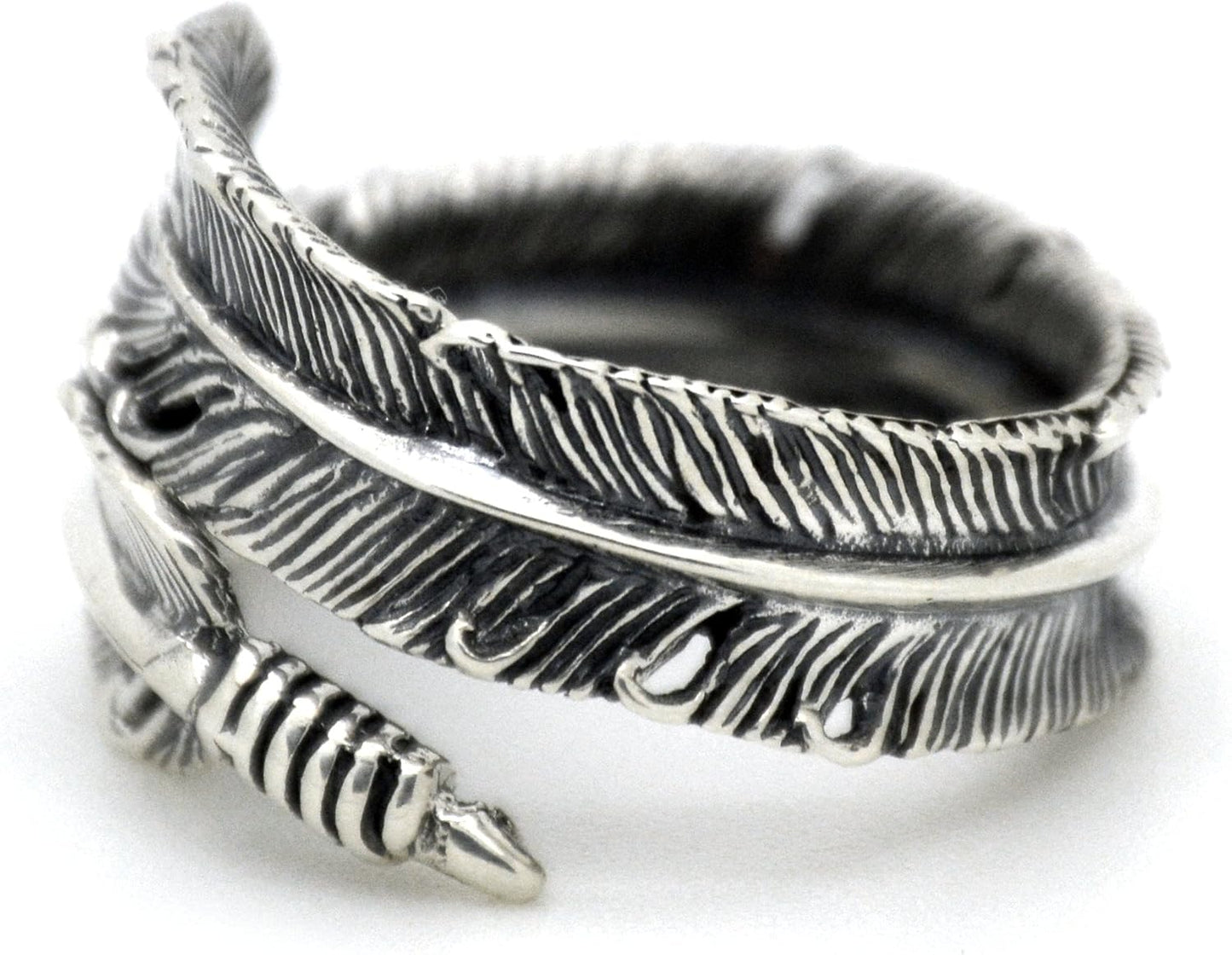 Serebra Jewelry Feder Ring 925 Sterling Silber Damen Indianerschmuck Größenverstellbar Antik