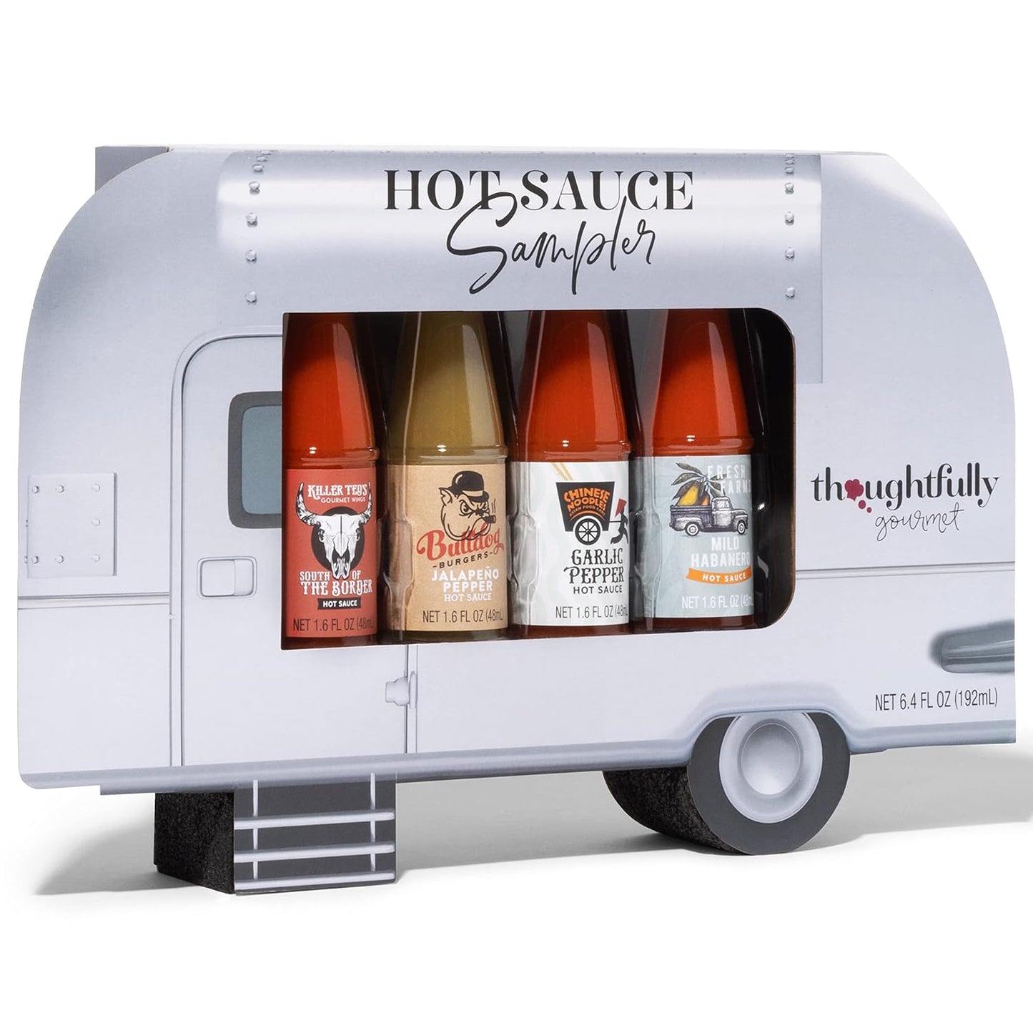 Thoughtfully - Scharfe Saucen Geschenkset - Street Food Truck Airstream Probierset Mit 4 Pikanten Chili-Saucen - Geschenk für Männer und Frauen