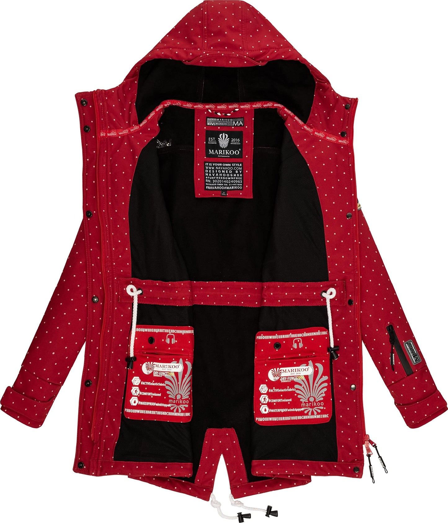 MARIKOO Damen Übergangsjacke Softshellmantel wasserdicht atmungsaktiv mit Kapuze Zimtzicke XS-3XL