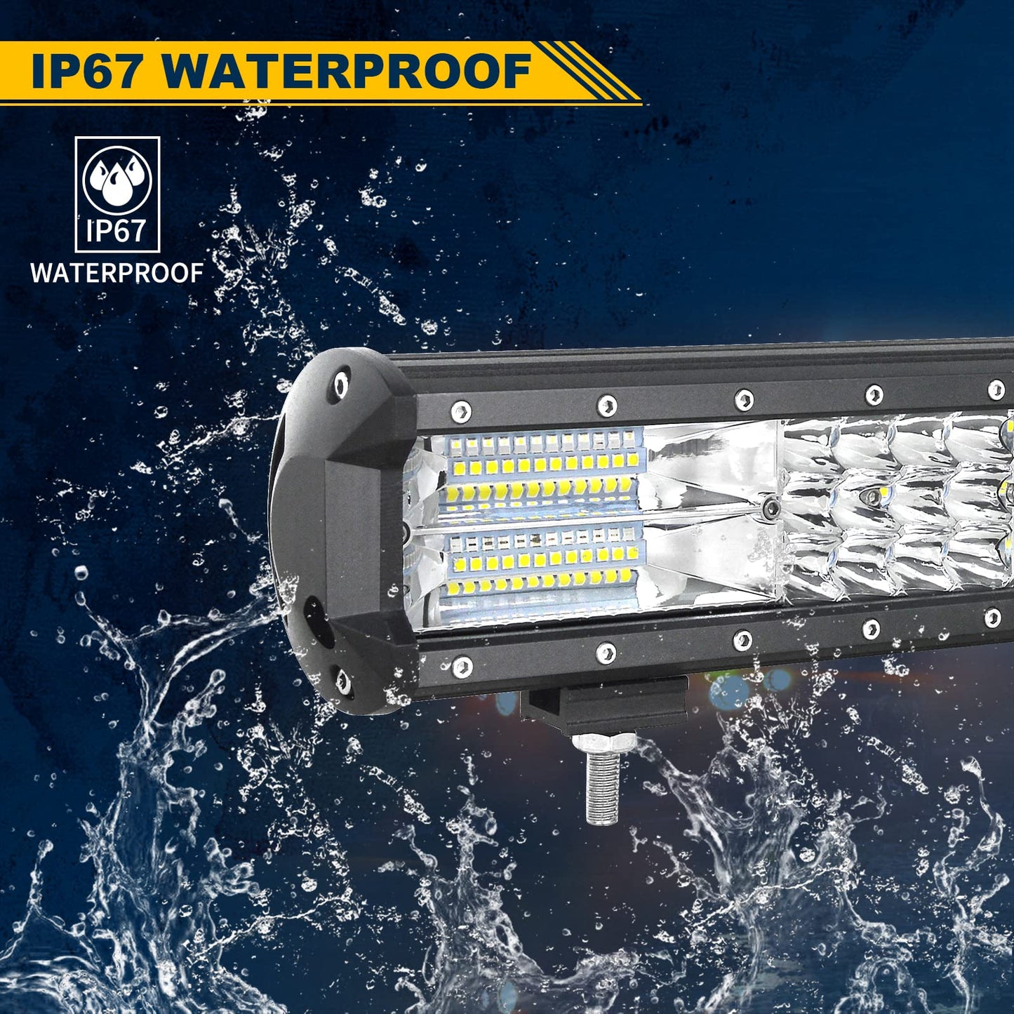 ELB AUXTINGS 22 Zoll 324W dreireihiger LED Arbeitslicht Bar Autoscheinwerfer Offroad Flutlicht Scheinwerfer 6000K imprägniern IP67 Arbeits-Licht 12V 24V