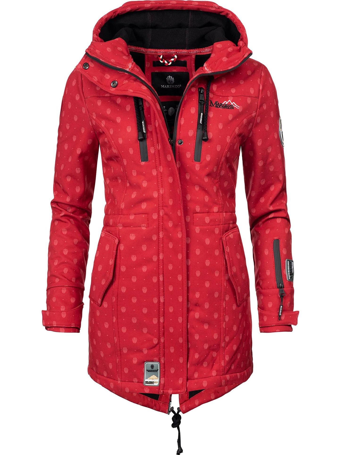 MARIKOO Damen Übergangsjacke Softshellmantel wasserdicht atmungsaktiv mit Kapuze Zimtzicke XS-3XL