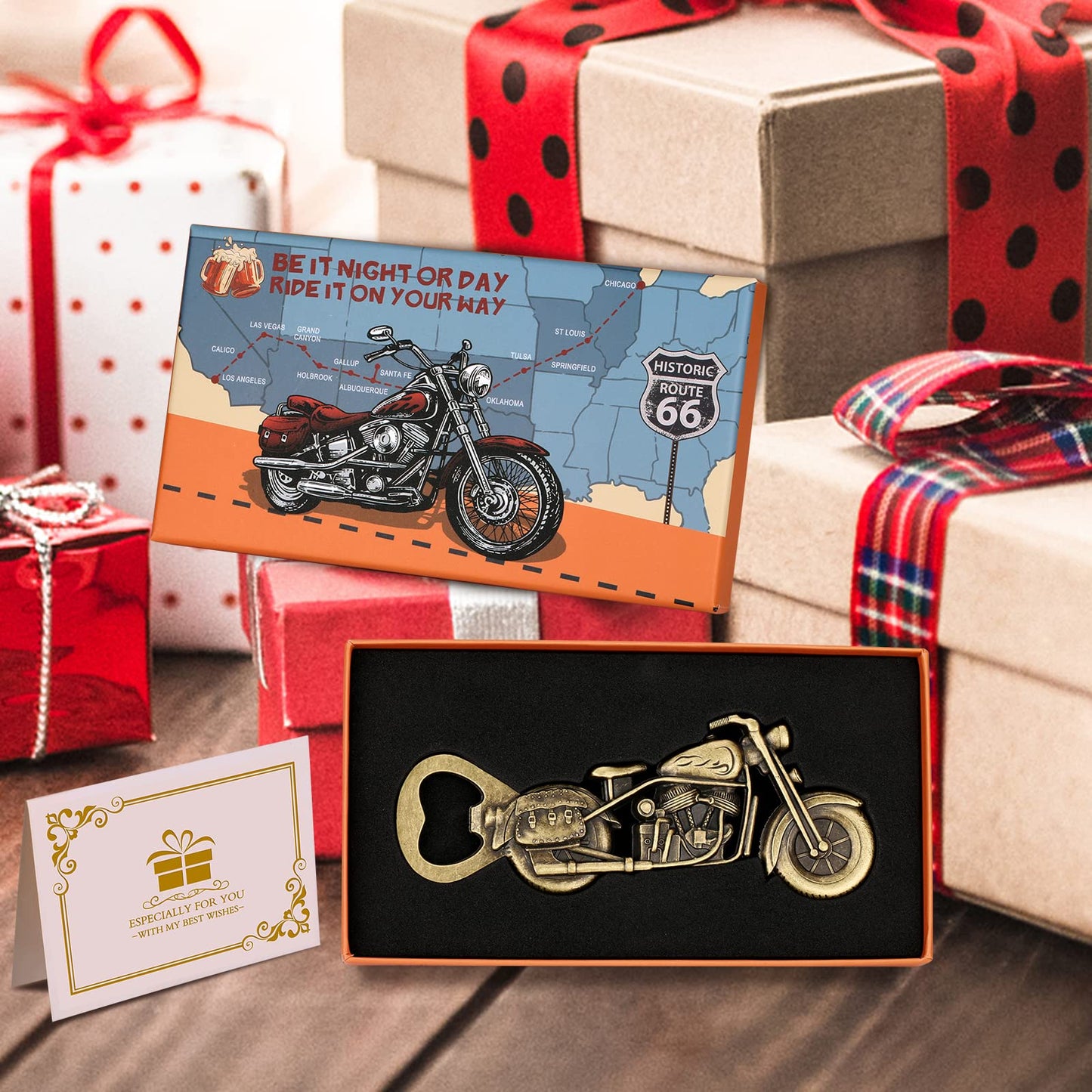 LULLEA Motorrad-Geschenke für Männer, Motorrad-Flaschenöffner, lustige Biergeschenke für Männer, Ihn, Vater, einzigartige dunkelsilberne Gadgets, Vatergeschenke, Valentinstag, Weihnachten, Geschenke
