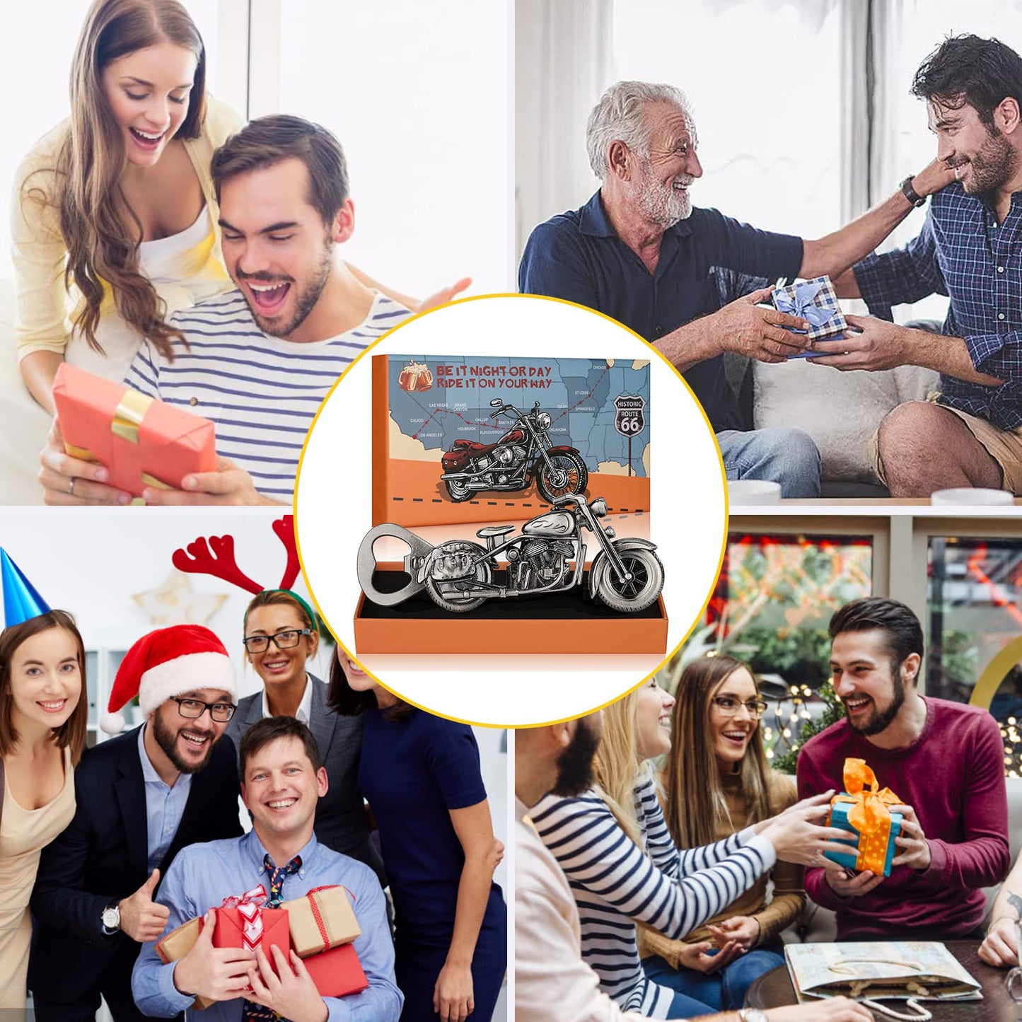 LULLEA Motorrad-Geschenke für Männer, Motorrad-Flaschenöffner, lustige Biergeschenke für Männer, Ihn, Vater, einzigartige dunkelsilberne Gadgets, Vatergeschenke, Valentinstag, Weihnachten, Geschenke