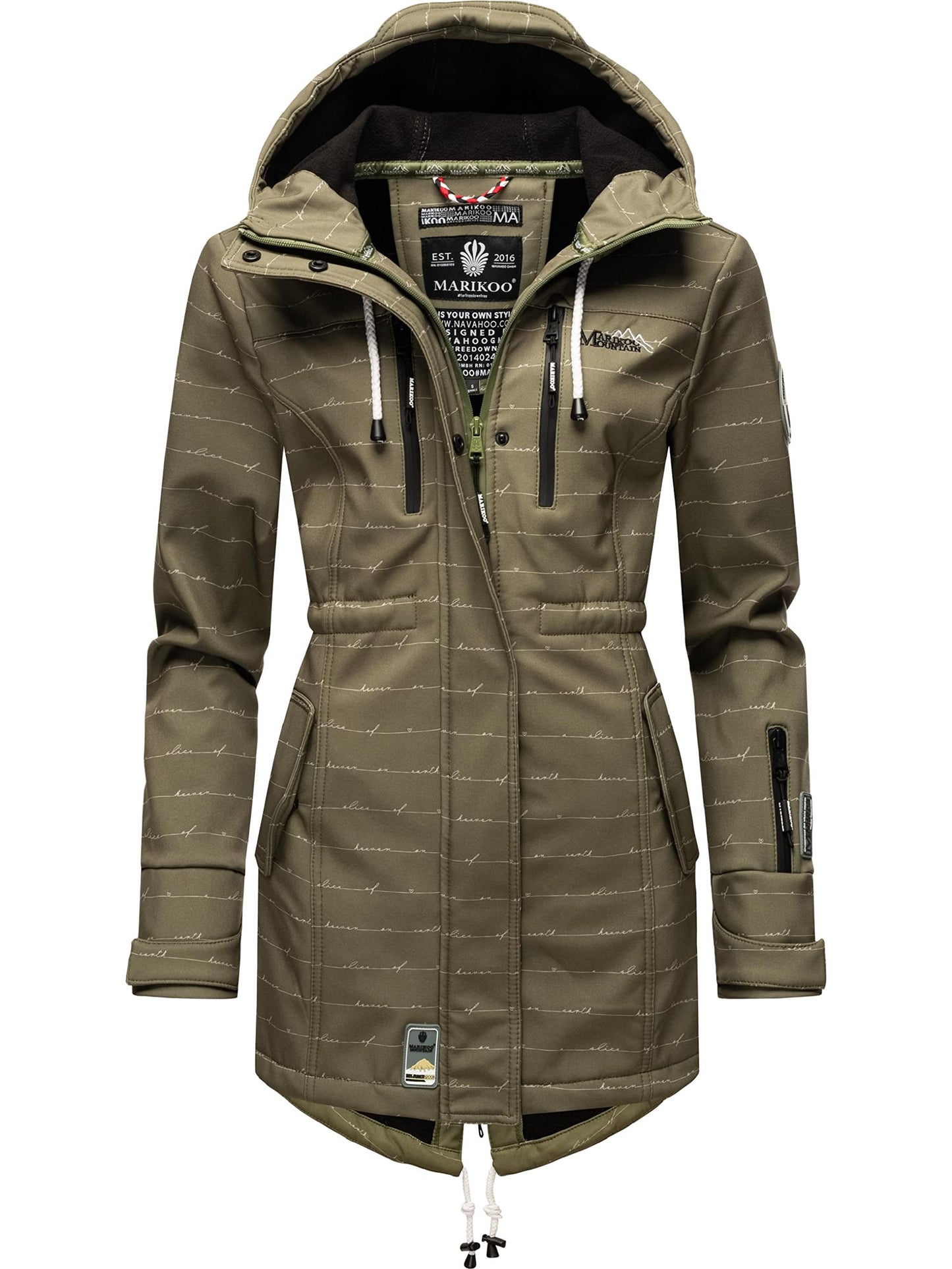 MARIKOO Damen Übergangsjacke Softshellmantel wasserdicht atmungsaktiv mit Kapuze Zimtzicke XS-3XL