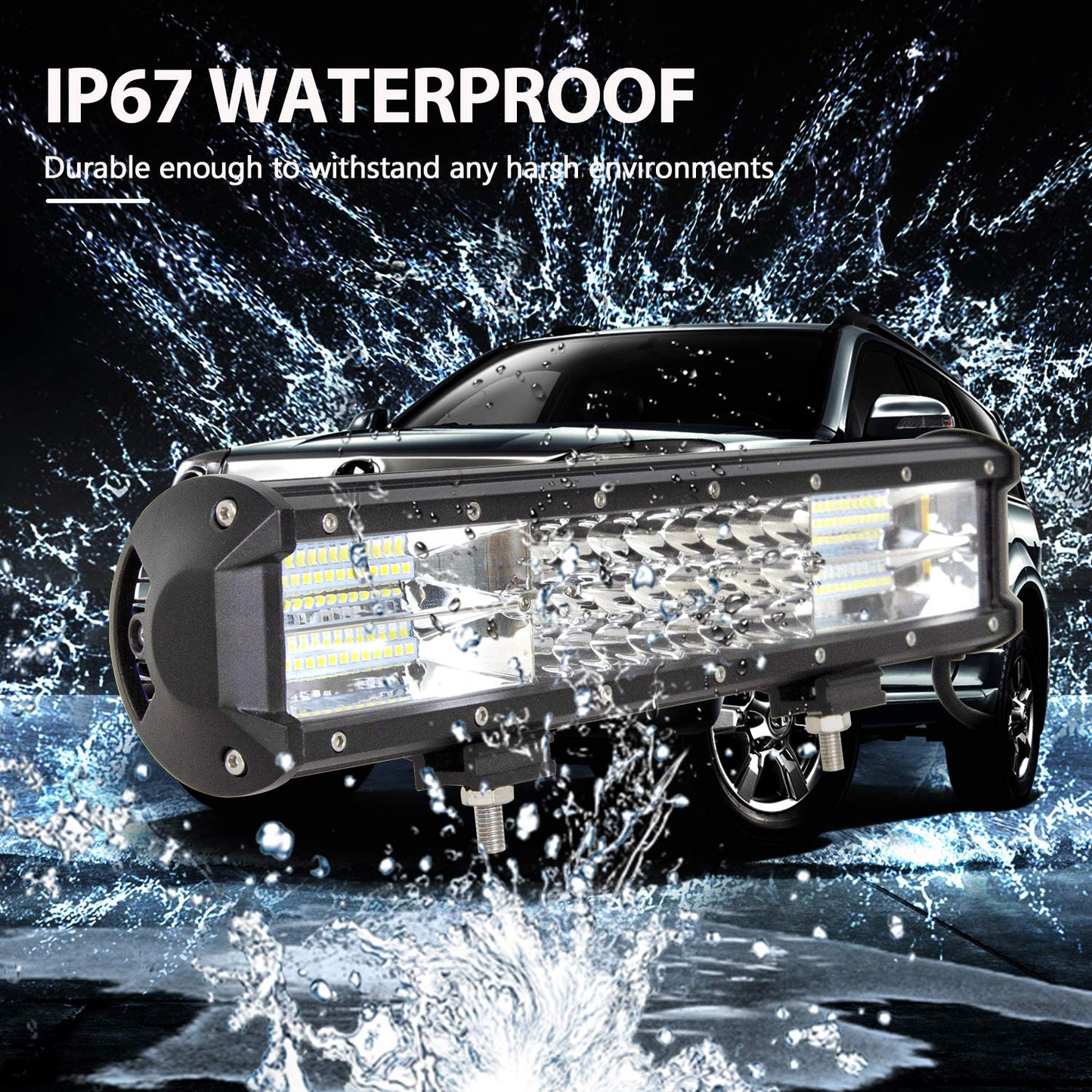 ELB AUXTINGS 22 Zoll 324W dreireihiger LED Arbeitslicht Bar Autoscheinwerfer Offroad Flutlicht Scheinwerfer 6000K imprägniern IP67 Arbeits-Licht 12V 24V