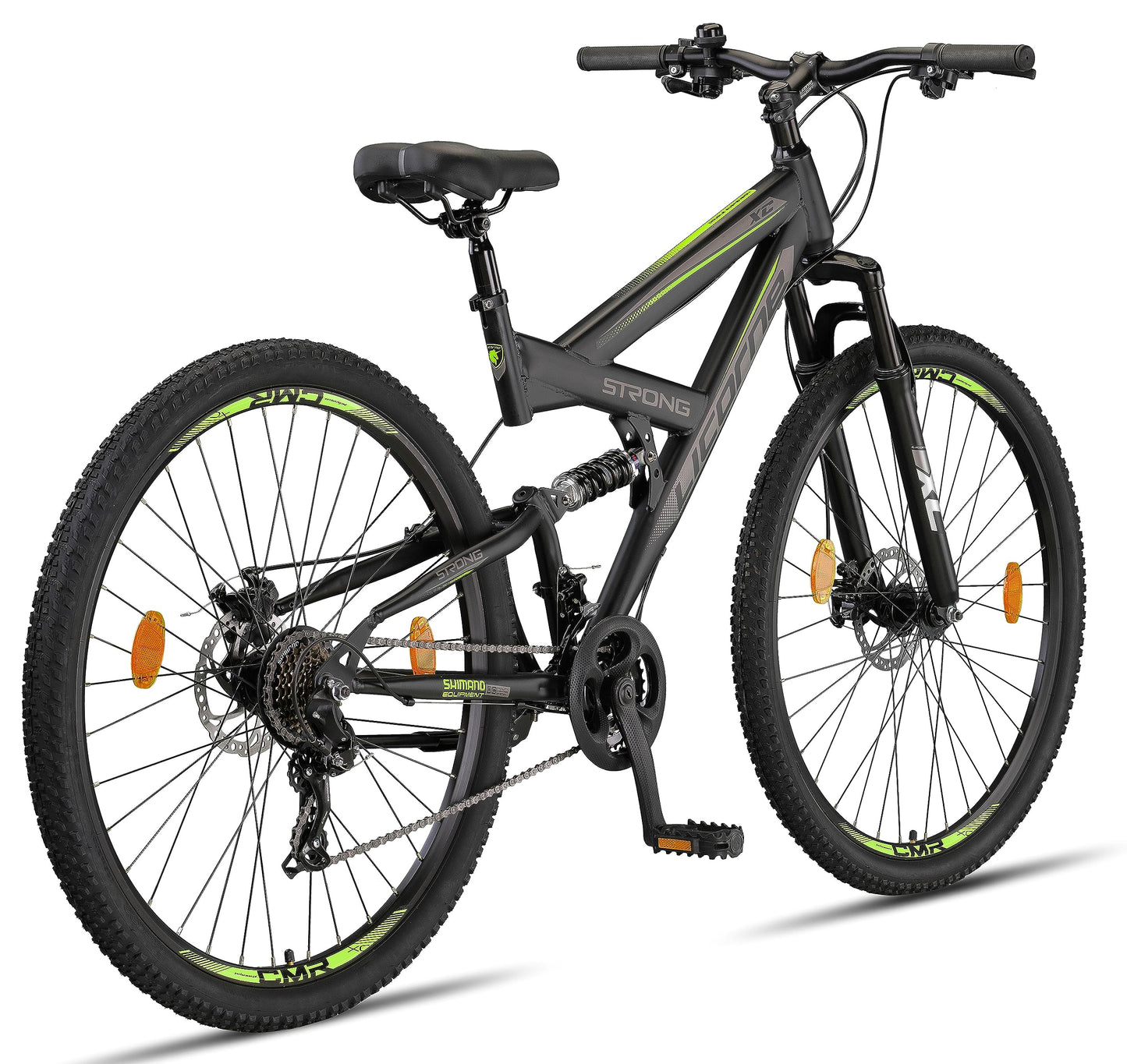 ELB daily Licorne Bike Strong 2D Premium Mountainbike in 26, 27.5 und 29 Zoll Fahrrad für Jungen Mädchen Damen und Herren Scheibenbremse vorne und hinten 21 Gang Schaltung Vollfederung