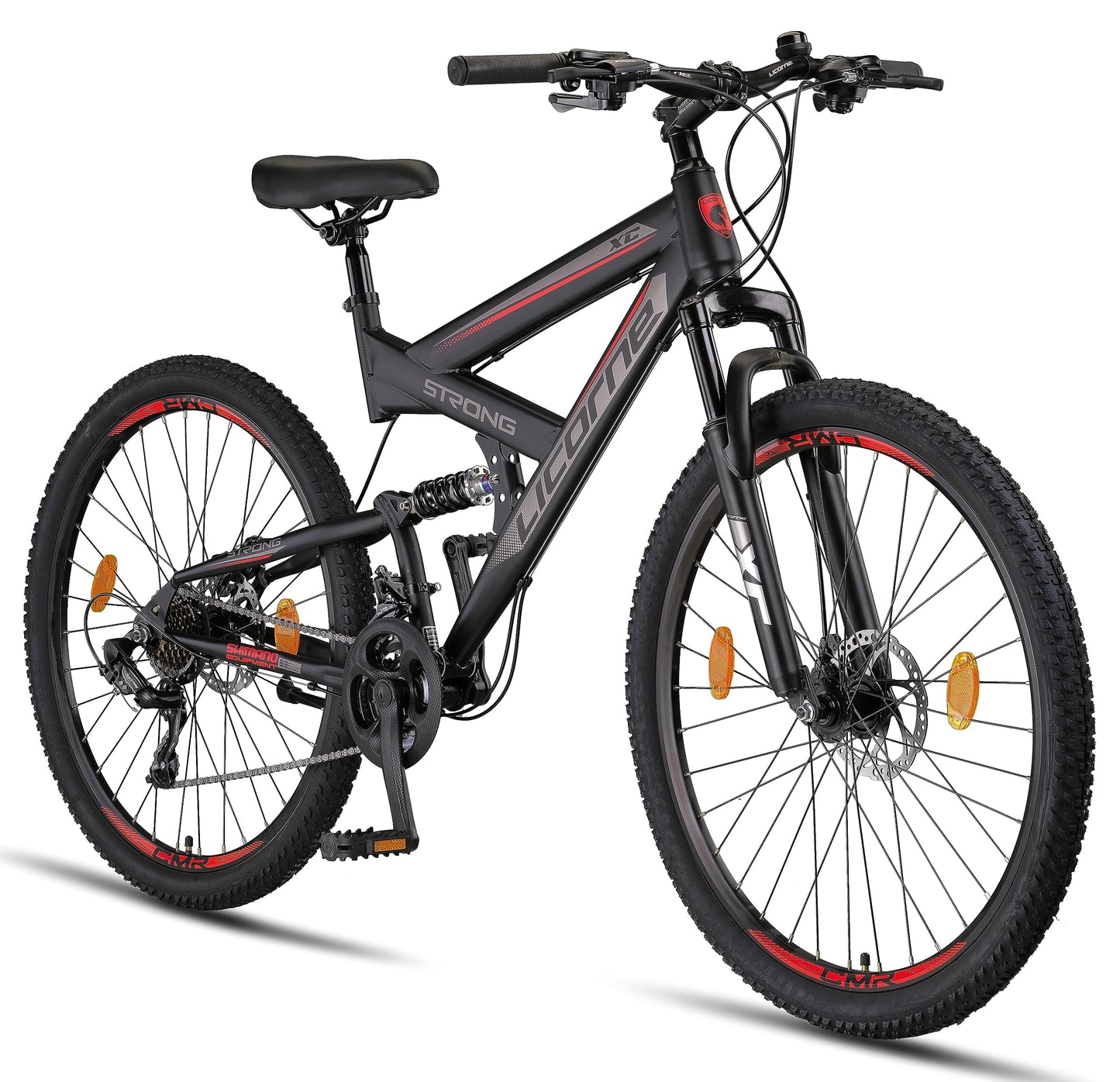 ELB daily Licorne Bike Strong 2D Premium Mountainbike in 26, 27.5 und 29 Zoll Fahrrad für Jungen Mädchen Damen und Herren Scheibenbremse vorne und hinten 21 Gang Schaltung Vollfederung
