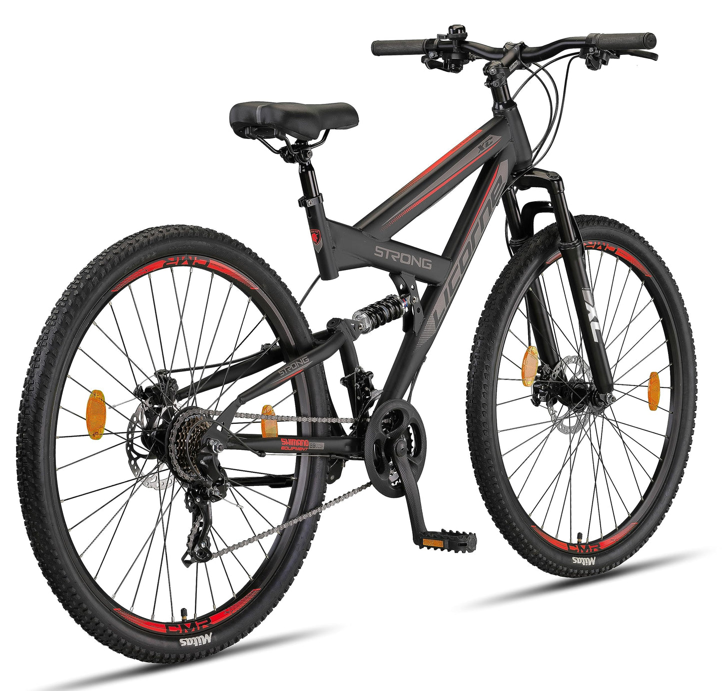 ELB daily Licorne Bike Strong 2D Premium Mountainbike in 26, 27.5 und 29 Zoll Fahrrad für Jungen Mädchen Damen und Herren Scheibenbremse vorne und hinten 21 Gang Schaltung Vollfederung