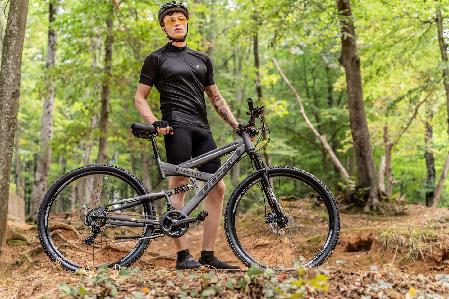 ELB daily Licorne Bike Strong 2D Premium Mountainbike in 26, 27.5 und 29 Zoll Fahrrad für Jungen Mädchen Damen und Herren Scheibenbremse vorne und hinten 21 Gang Schaltung Vollfederung