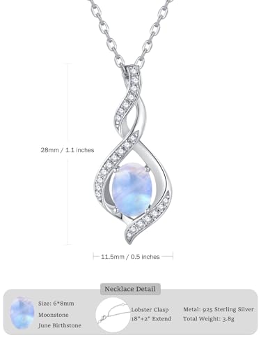 ELB See Leva Jewkis 925 Sterling Silber Edelstein Geburtsstein Halskette Infinity Anhänger Schmuck Geburtstag Schmuck für Frauen Mädchen Mutter, 40+5 CM