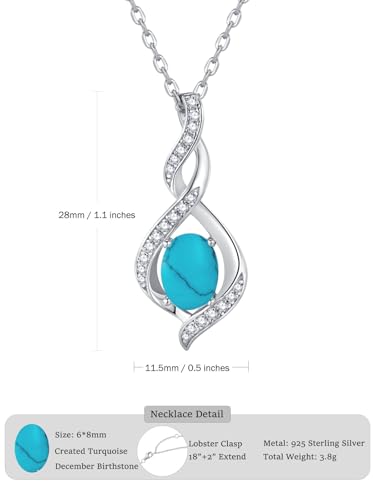 ELB See Leva Jewkis 925 Sterling Silber Edelstein Geburtsstein Halskette Infinity Anhänger Schmuck Geburtstag Schmuck für Frauen Mädchen Mutter, 40+5 CM